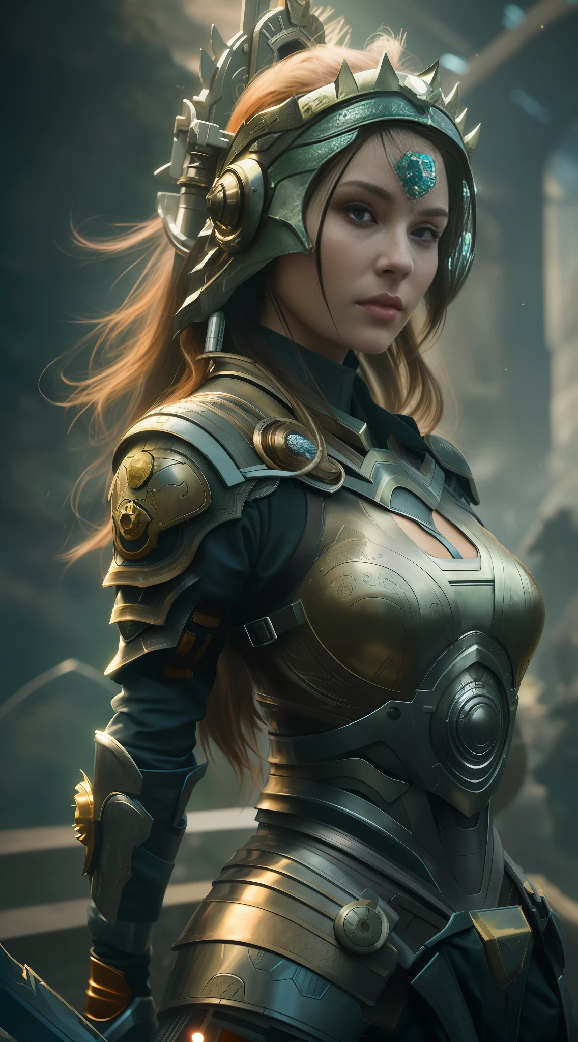 a close up of a woman in armor with a sword, wojtek fus, wlop. scifi, epic scifi character art, epic sci - fi character art, epic sci-fi character art, scifi woman, portrait beautiful sci - fi girl, sci-fi female, beautiful digital artwork, detailed digital concept art, cgsociety contest winner, stunning cgsociety