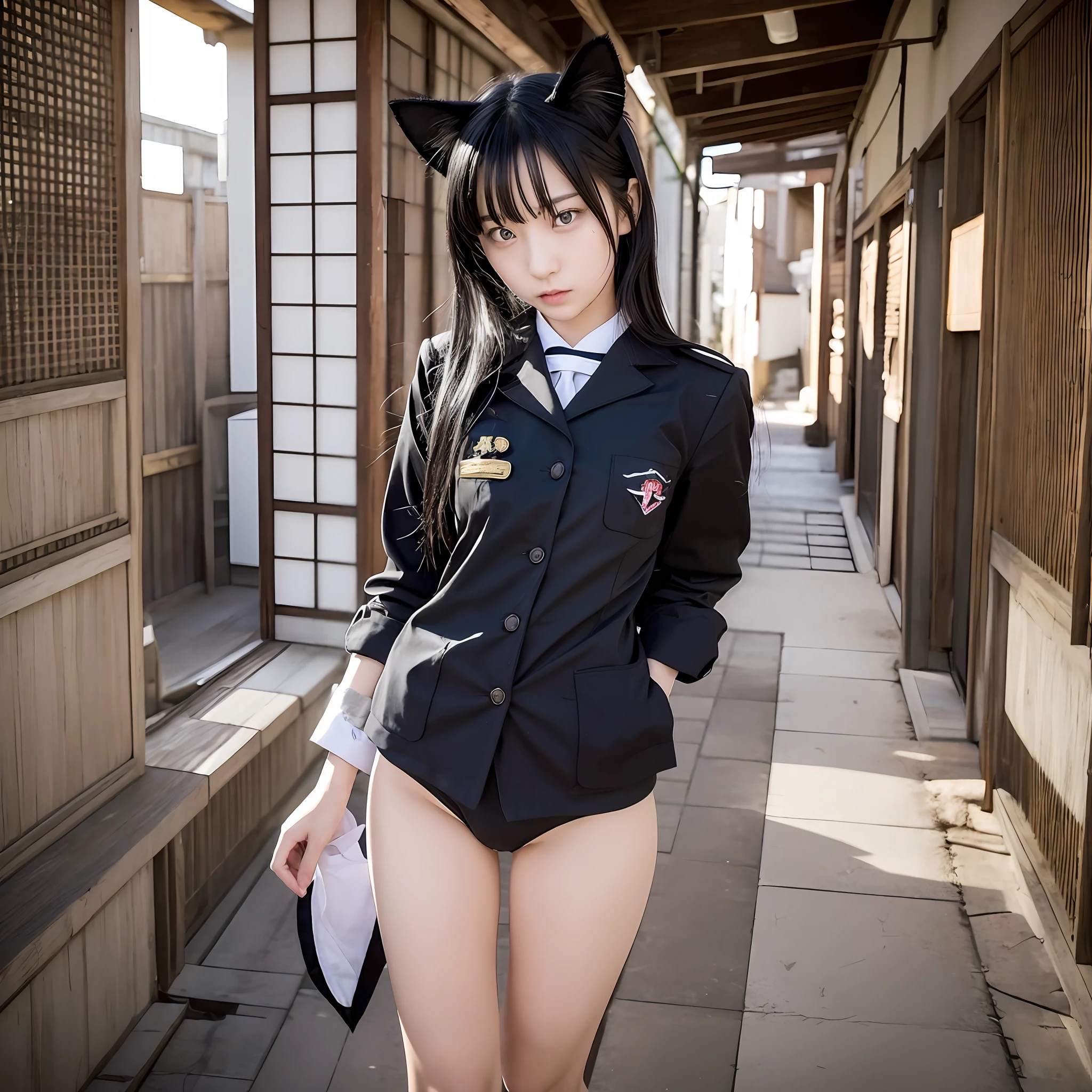 Japan person in mini underwear black hair uniform cat eyes too exposed cheeky naked in underwear eroi --auto --s2