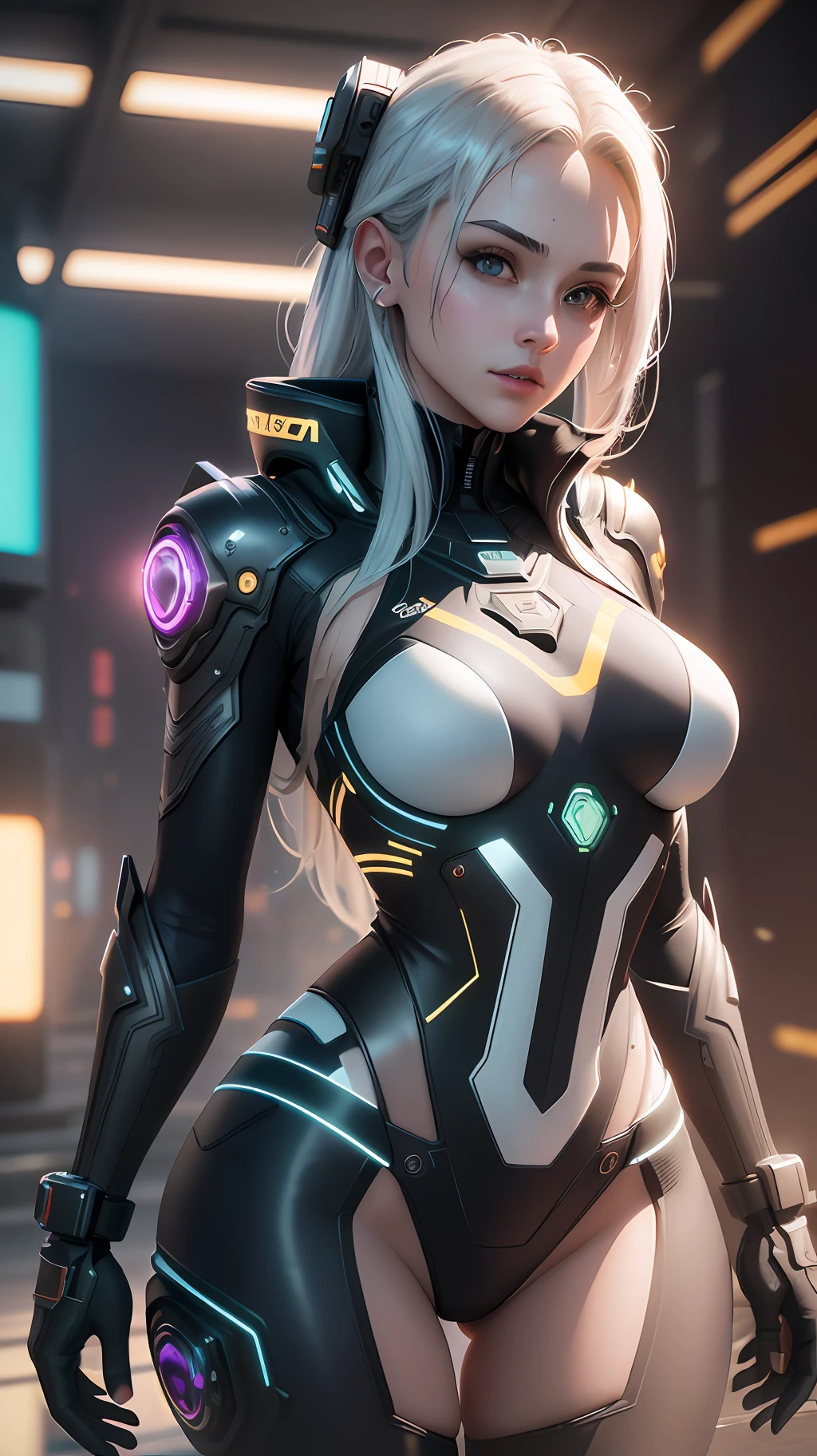 ((Best quality)), ((masterpiece)), (detailed:1.4), 3D, an image of a beautiful cyberpunk female,HDR (High Dynamic Range),Ray Tracing,NVIDIA RTX,Super-Resolution,Unreal 5,Subsurface scattering,PBR Texturing,Post-processing,Anisotropic Filtering,Depth-of-field,Maximum clarity and sharpness,Multi-layered textures,Albedo and Specular maps,Surface shading,Accurate simulation of light-material interaction,Perfect proportions,Octane Render,Two-tone lighting,Wide aperture,Low ISO,White balance,Rule of thirds,8K RAW,CircuitBoardAI,