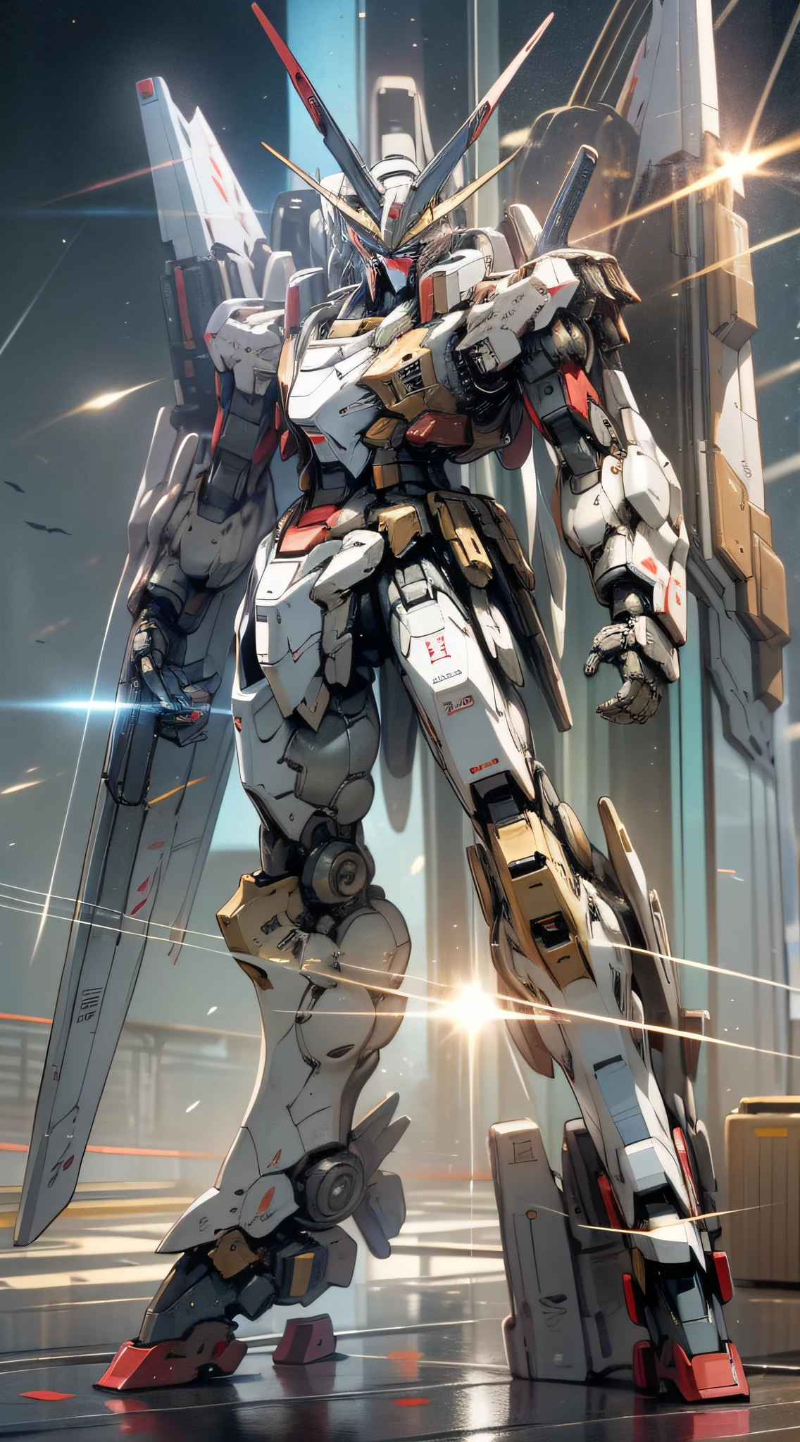 Surrealism, Ray Tracing, Photorealistic, UHD, High Detail, 32k, Best Quality, Textured Skin, Gundam Mecha, Flight, Funnel, Mecha Ship, Masterpiece, Best Quality, Mecha, Unmanned, (Full Body), (Black Mecha: 1.8), (Axisymmetric: 1.4), (HDR), (Movie Light: 1.1), White Eyes, Cool, Science Fiction, Fire, Universe, oversized shield, mecha man overlooking the background of the earth, with laser cannon beams, wars, conflicts, weapons in hand (has a huge weapon: 1.5),