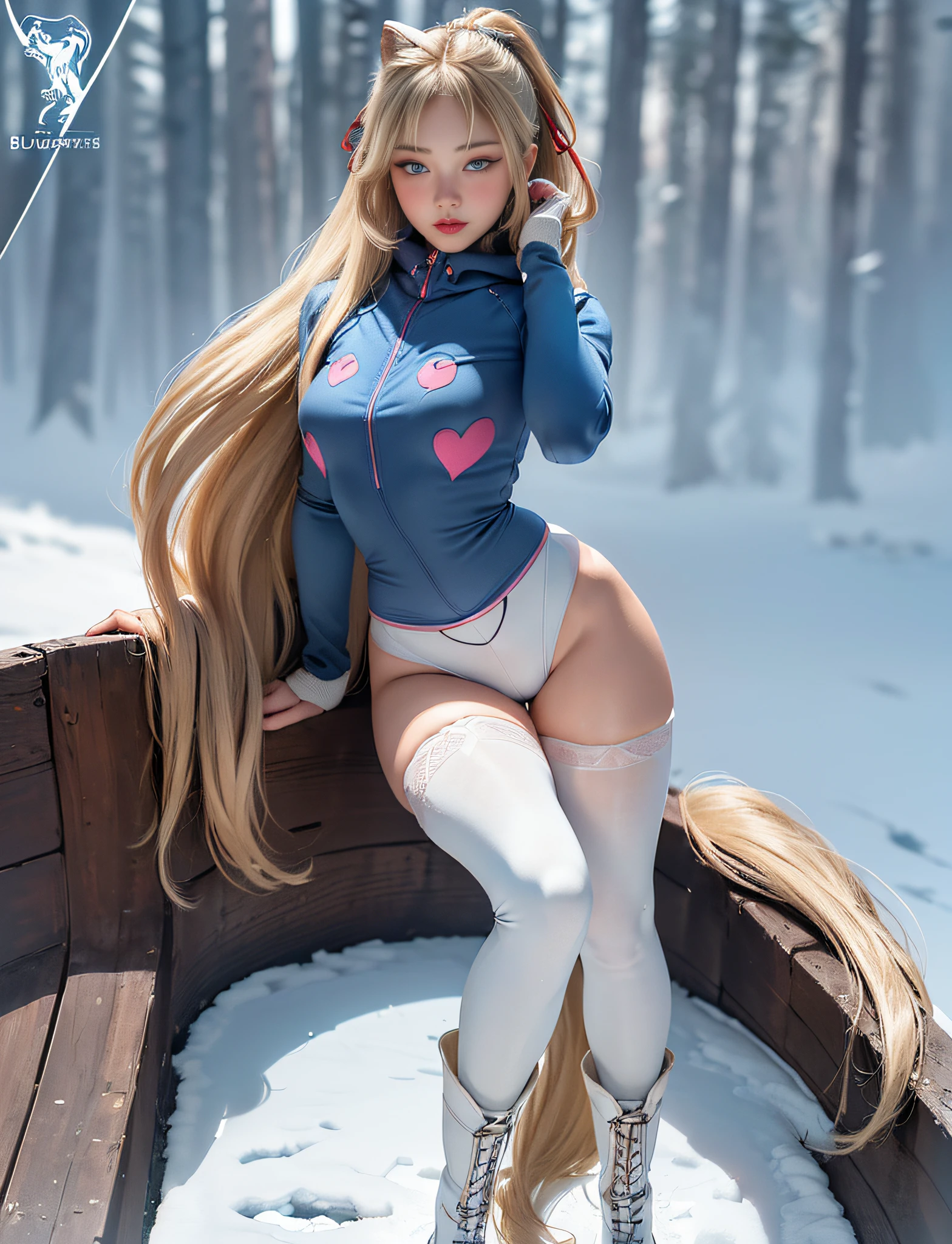 ((very detailed RAW color photo)), (((1 girl))), (((alone))), (((29 years))), ((athletic)), ((very defined toned physique)), ((very defined and beautiful muscular body)), (((very detailed perfect body))), (((small and defined breasts))), (((ultra defined curves))), (((superior quality, 8k, masterpiece: 1.3)), sharp focus: 1.2, (((extremely beautiful girl with perfect figure: 1.4))), ((very thin waist: 1.2)), ultra detailed skin texture,  ((perfect and beautiful hands)), ((smooth and soft skin)), (ultra detailed fabric texture), extremely beautiful ultra detailed face, (((extremely beautiful))), intricate details, ultra detailed, (((girl wearing a tight snowsuit and hiking boots))), (((extremely long straight blonde hair))), extremely beautiful, (((extra long ponytail with bangs))), ((very detailed and beautiful wolf ears)),  (hair on the face), ((hair ribbon)), dynamic pose, ((uniform leaves thighs exposed)), ((ultra detailed and toned legs)), (((ultra detailed waist))), (((very wide hips))), (((very thick and toned thighs))), (sexy), (((extreme hourglass figure))), (((very thick heart lips))), ((red lipstick)), ((ultra detailed lips)), ((ultra detailed blue eyes)), ((angry look)),  (((staring at the viewer))), ultra-detailed provocative mouth, extremely beautiful seductive lips, ((blushing)), (makeup), (((ultra-defined waist))), eye shadow, (full body shot), on a frozen lake in Siberia