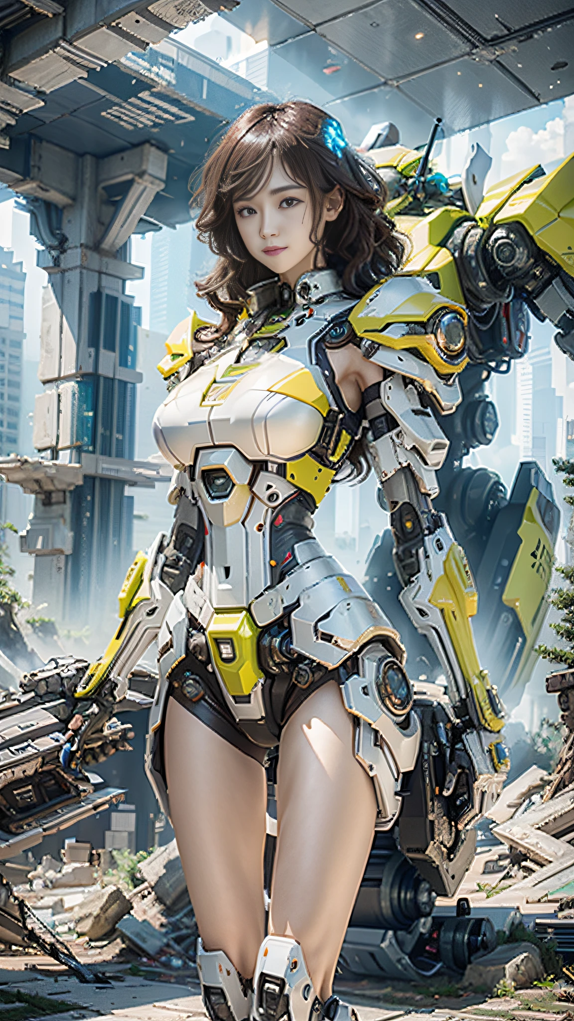((Best quality)), ((masterpiece)), (highly detailed:1.3), 3D,Shitu-mecha, beautiful cyberpunk women with her mecha in the ruins of city from a forgoten war, ancient technology,HDR (High Dynamic Range),Ray Tracing,NVIDIA RTX,Super-Resolution,Unreal 5,Subsurface scattering,PBR Texturing,Post-processing,Anisotropic Filtering,Depth-of-field,Maximum clarity and sharpness,Multi-layered textures,Albedo and Specular maps,Surface shading,Accurate simulation of light-material interaction,Perfect proportions,Octane Render,Two-tone lighting,Low ISO,White balance,Rule of thirds,Wide aperature,8K RAW,Efficient Sub-Pixel,sub-pixel convolution,luminescent particles,light scattering,Tyndall effect