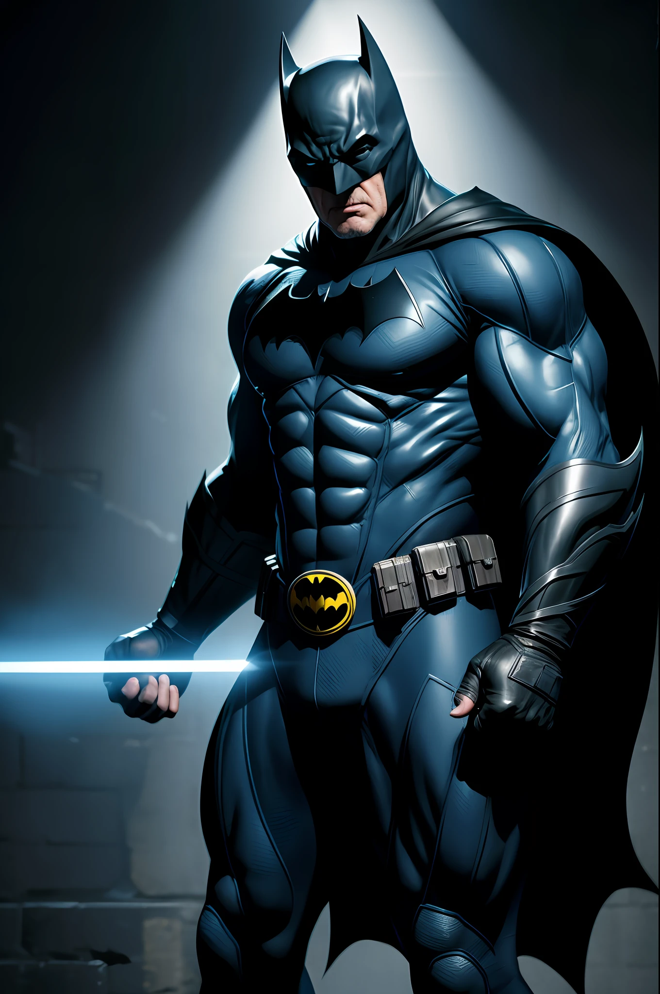 DC Comics, full body, Old man Batman, muscles, realistically, dynamic lights, old, full footage, (extremely detailed 8k wallpaper of CG unit), trend in ArtStation, trend in CGSociety, high detail, sharp focus, dramatic, photorealistic