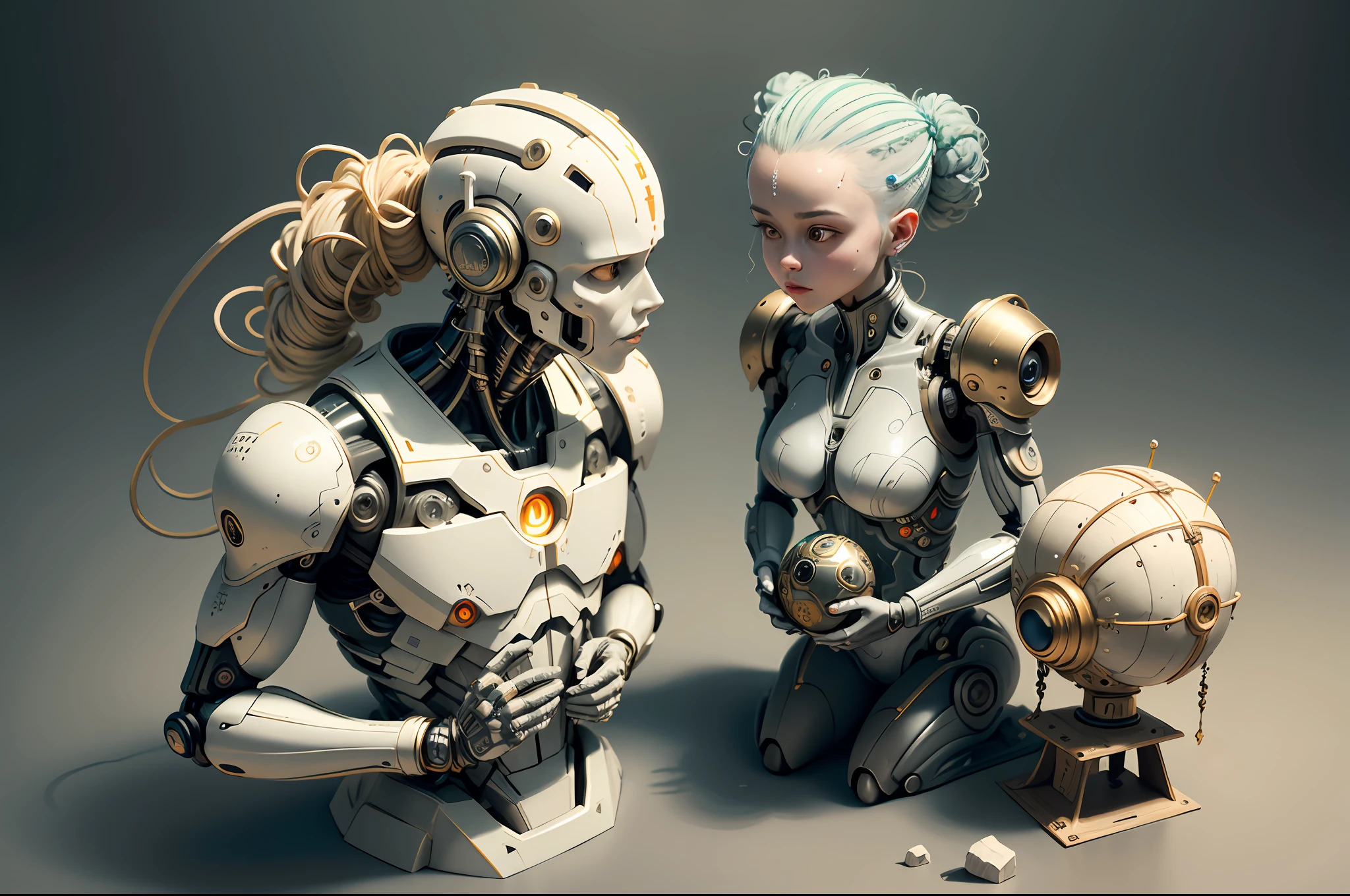 "Created with inspired ultra-detailed conceptual art | in a very developed futuristic world | electronic systems on a humanoid head | robots | have a visible detailed brain | with visible care | muscle cords | biopunk | cybernetics | cyberpunk | white marble statue | canon m50| 100 mm|sharply focused|smooth|surrealism|very detailed|intricate details|Michelangelo carving. Masterpiece. Unleash your inner Cu73Cre4ture programmer with the power of steady diffusion and bring your imagination to life! ", high detail, 8k