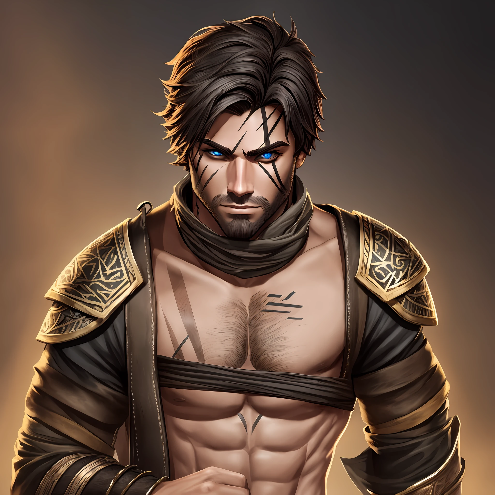 Human, male thief with a scar on his face for medieval rpg --auto --s2