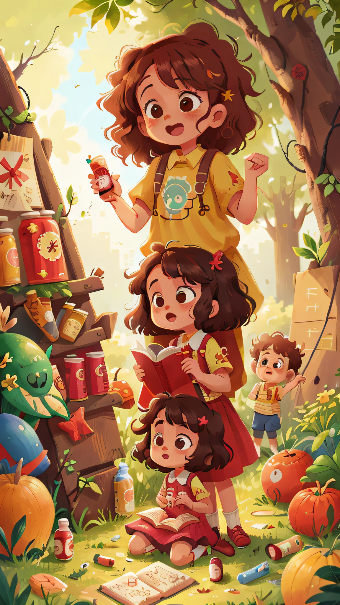 Two girls, twins, curly brown hair, one took a fall and the mother is putting medicine on