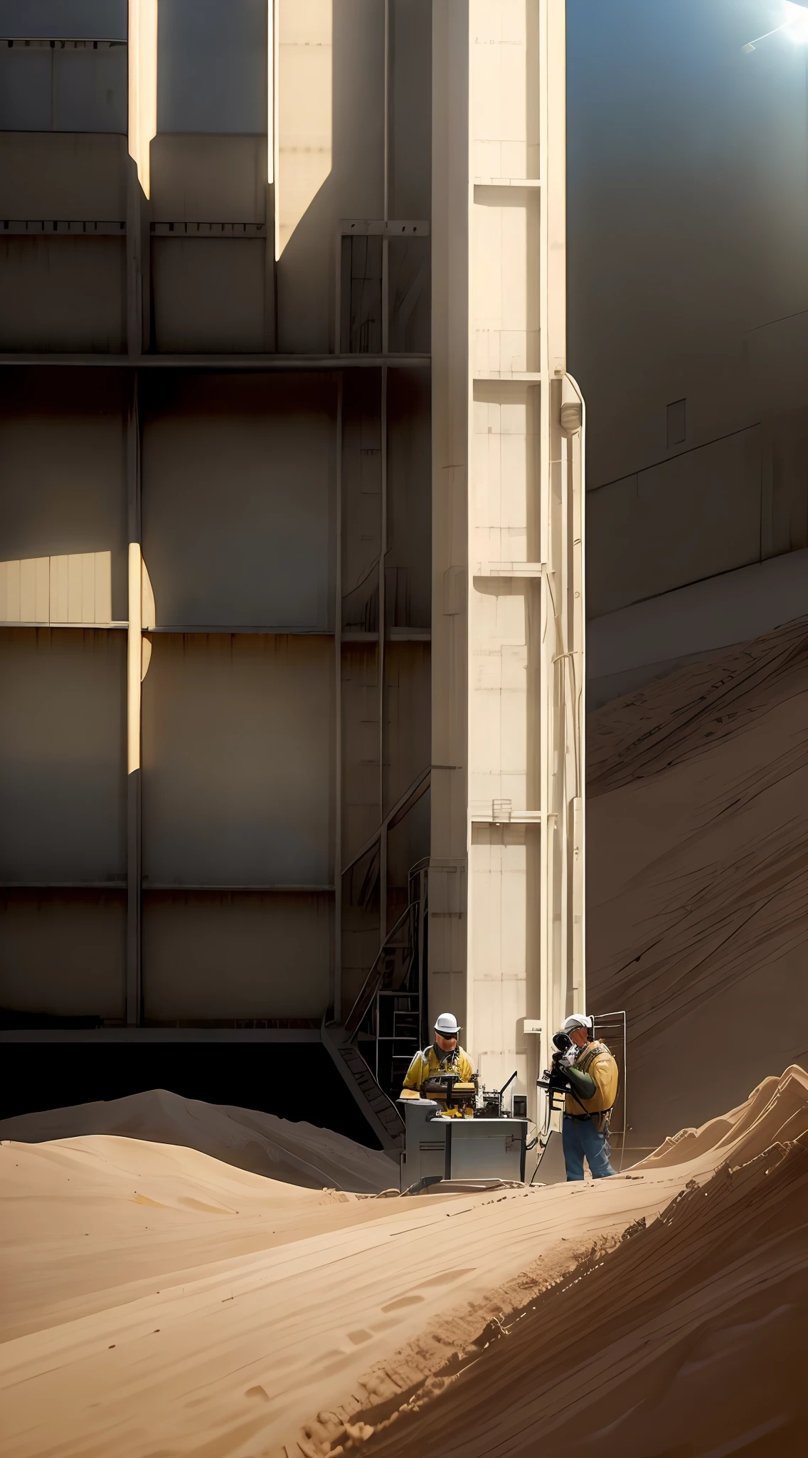 Engineer on caterpillar company, (photorealistic:2.0) , on facility welding station looking on process