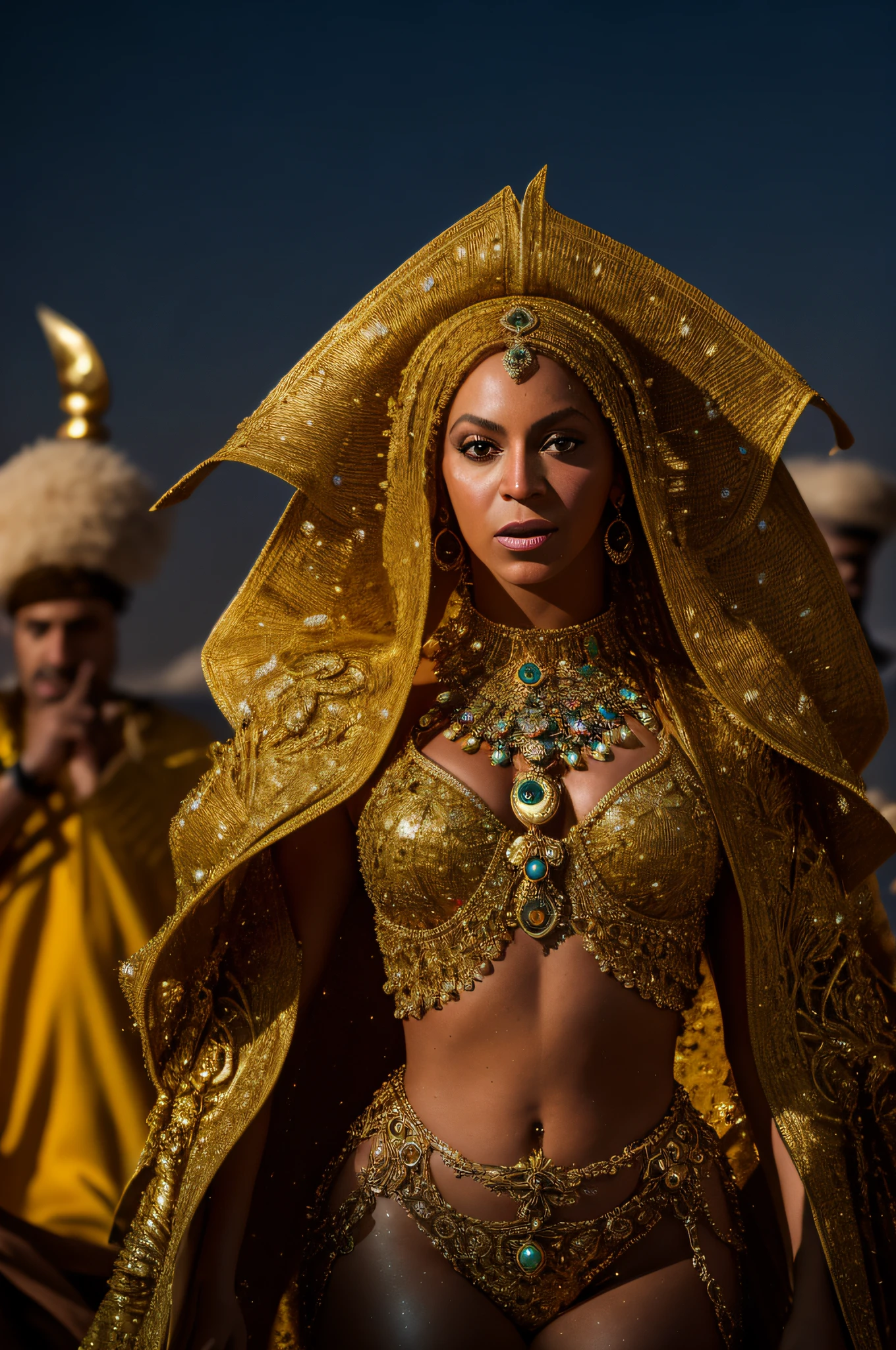 Beyoncé, The Arabian Nights. Haren , high resolution photography .. 8K UHD, DSLR, low lighting, high quality, film grain, sharp focus Fujifilm XT3, f 5.6, high detail, sharp focus,