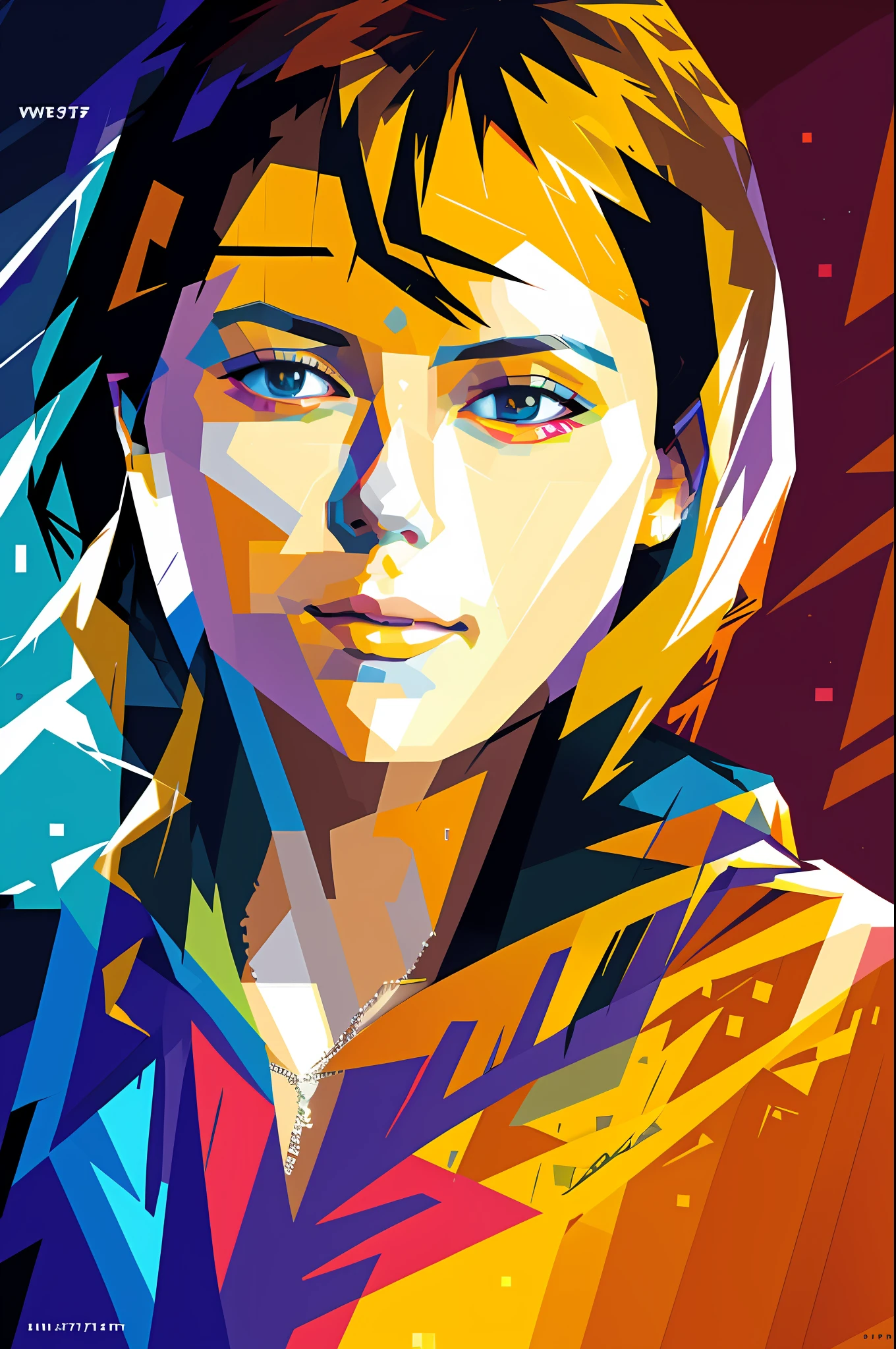 WPAP style, portrait of woman, color harmonize