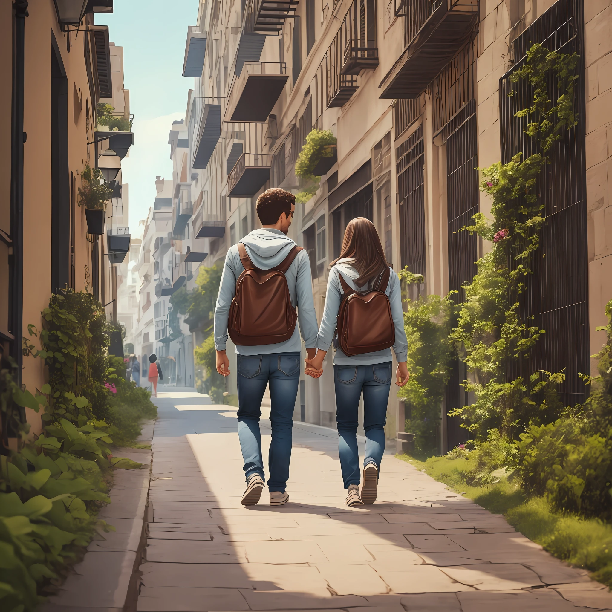 two lovers walking, no weird anatomy, no multiple arms, only five fingers per hand --auto --s2