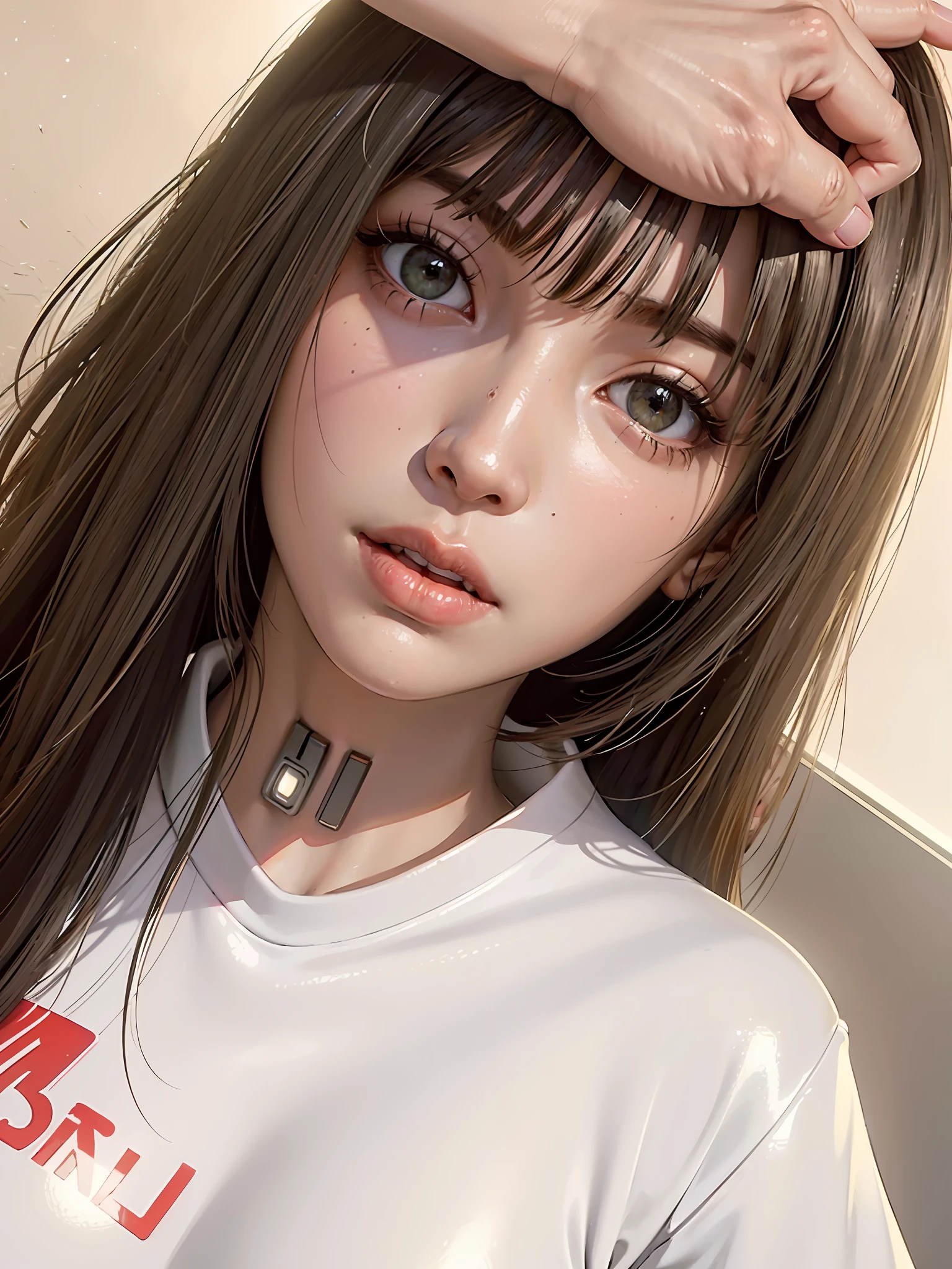 ((Best Quality)), ((Masterpiece)), (Very Detailed:1.3), 3D, Beautiful (Cyberpunk:1.3) Female hacker, bushy hair, operating computer terminals, computer servers, LCD screens, fiber optic cables, corporate logos, HDR (High Dynamic Range), ray tracing, NVIDIA RTX, Super Resolution, Unreal 5, Subsurface scattering, PBR textures, post-processing, anisotropic filtering, depth of field, maximum sharpness and sharpness, multi-layer textures, albedo and highlight maps, Surface shading, accurate simulation of light-material interactions, perfect proportions, octane rendering, two-tone lighting, low ISO, white balance, rule of thirds, wide aperture, 8K RAW, high efficiency sub-pixels, subpixel convolution, luminous particles, navel