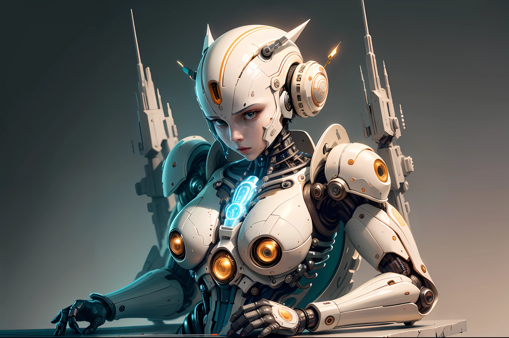 "Created with inspired ultra-detailed conceptual art | in a very developed futuristic world | electronic systems on a humanoid head | robots | have a visible detailed brain | with visible care | muscle cords | biopunk | cybernetics | cyberpunk | white marble statue | canon m50| 100 mm|sharply focused|smooth|surrealism|very detailed|intricate details|Michelangelo carving. Masterpiece. Unleash your inner Cu73Cre4ture programmer with the power of steady diffusion and bring your imagination to life! ", high detail, 8k