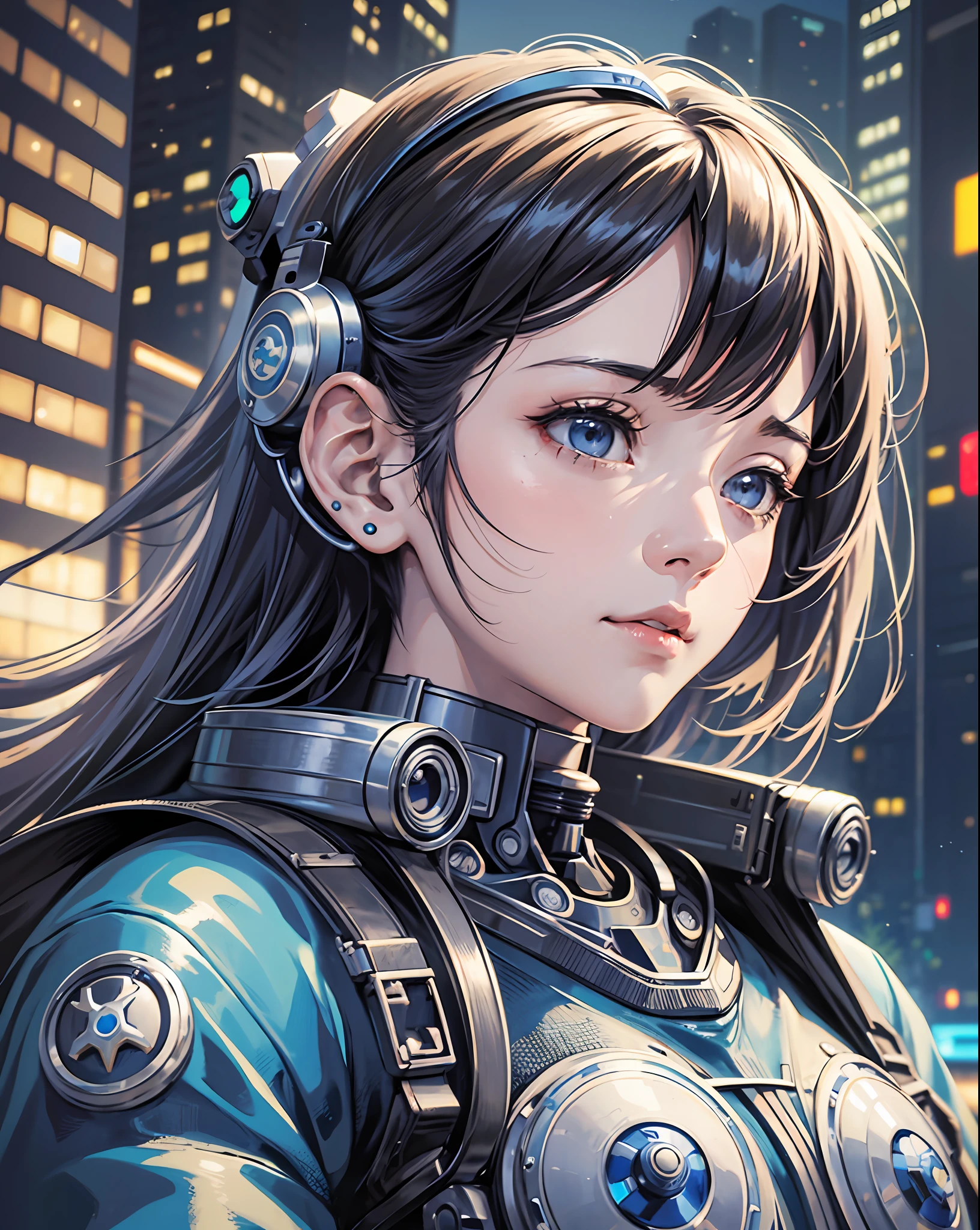 a woman with a robot head and many wires on her head, cyborg - girl, by Kanō Naizen, hajime sorayama designed girl, anime robotic mixed with organic, portrait of a mechanical girl, art of katsuhiro otomo, cyborg girl, artist katsuhiro otomo, by Masamune Shirow, mechanical Cyborg, Science Fiction, Cities, Rendered in Octane, hyper realistic, 8k, epic composition, cinematic, octane render, artstation landscape vista photography,Hiroshi Yoshida,moody lighting rendered by octane engine,characters 8K symmetrical arstation, cape,cinematic lighting, intricate details, 8k detail post processing, hyperealistic,ar 2:3 Reality Reality --auto --v6 --s2