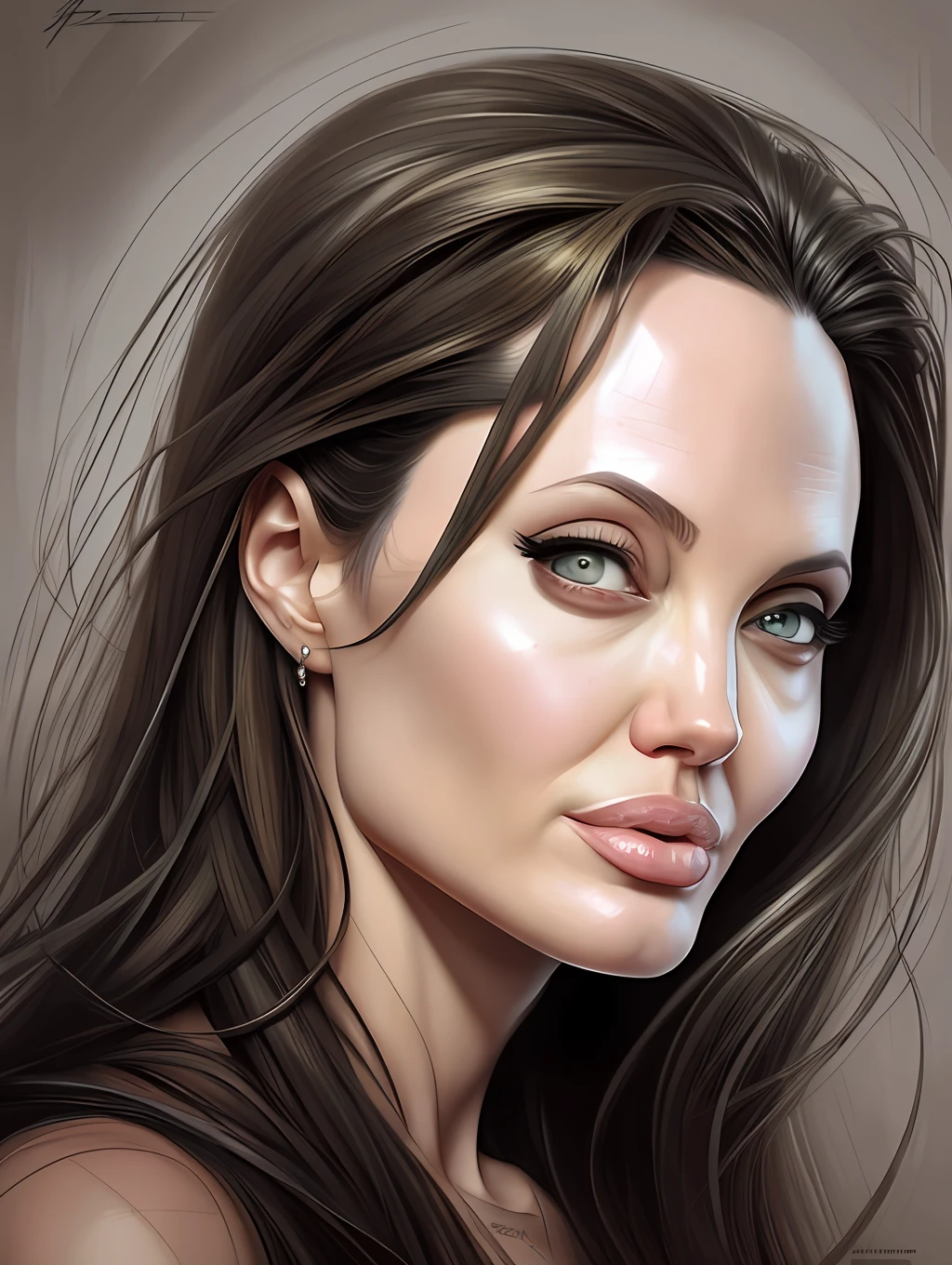 Insanely beautiful portrait of Angelina Jolie by Sabbas Apterus