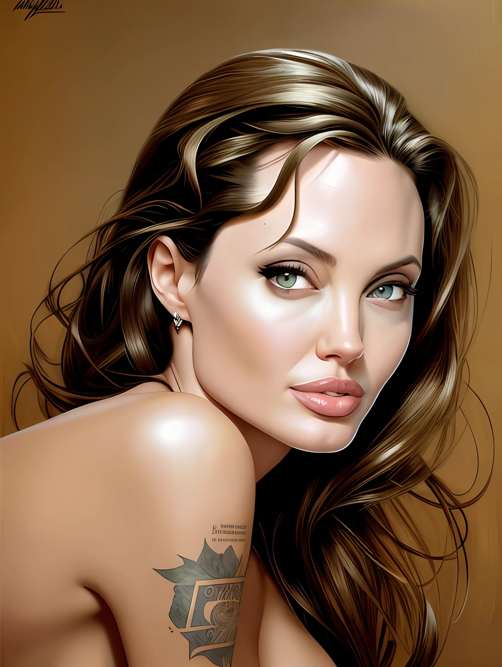 An Insanely beautiful portrait of Angelina Jolie by Gil Elvgren