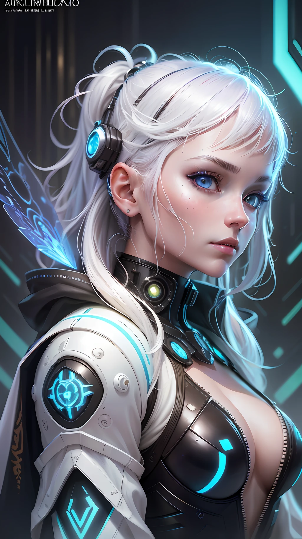 stunning photorealistic portrait photograph of a beautiful cyberpunk catgirl, albino, white shapeless cyberpunk hair, white eyebrows, full body, baroque intricate cyber armor, hyperdetailed painting, luminism, Bar lighting, complex, 4k resolution concept art portrait by Greg Rutkowski, Artgerm, WLOP, Alphonse Mucha, little fusion, realistic fantasy, fractal isometrics details bioluminescence, beautiful awesome, 3d render, octane render, intricately detailed, cinematic, trending on artstation | Isometric | Centered hypereallistic cover photo awesome full color, hand drawn, dark, gritty, realistic mucha, klimt, 12k