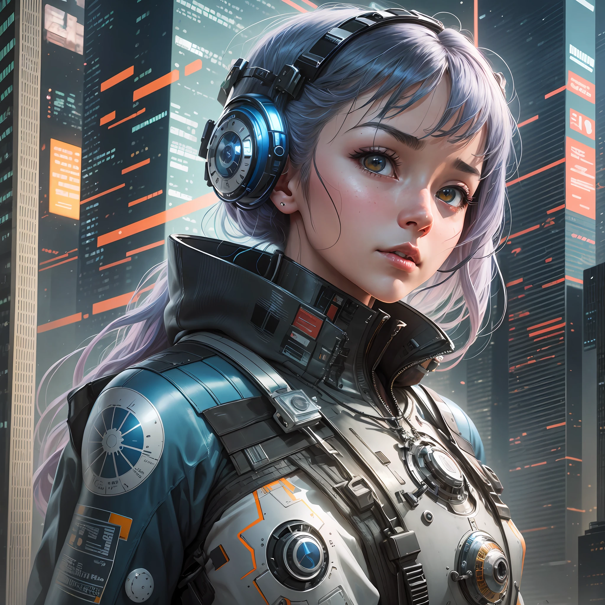 a woman with a robot head and many wires on her head, cyborg - girl, by Kanō Naizen, hajime sorayama designed girl, anime robotic mixed with organic, portrait of a mechanical girl, art of katsuhiro otomo, cyborg girl, artist katsuhiro otomo, by Masamune Shirow, mechanical Cyborg, Science Fiction, Cities, Rendered in Octane, hyper realistic, 8k, epic composition, cinematic, octane render, artstation landscape vista photography,Hiroshi Yoshida,moody lighting rendered by octane engine,characters 8K symmetrical arstation, cape,cinematic lighting, intricate details, 8k detail post processing, hyperealistic,ar 2:3 Reality Reality --auto --v6 --s2