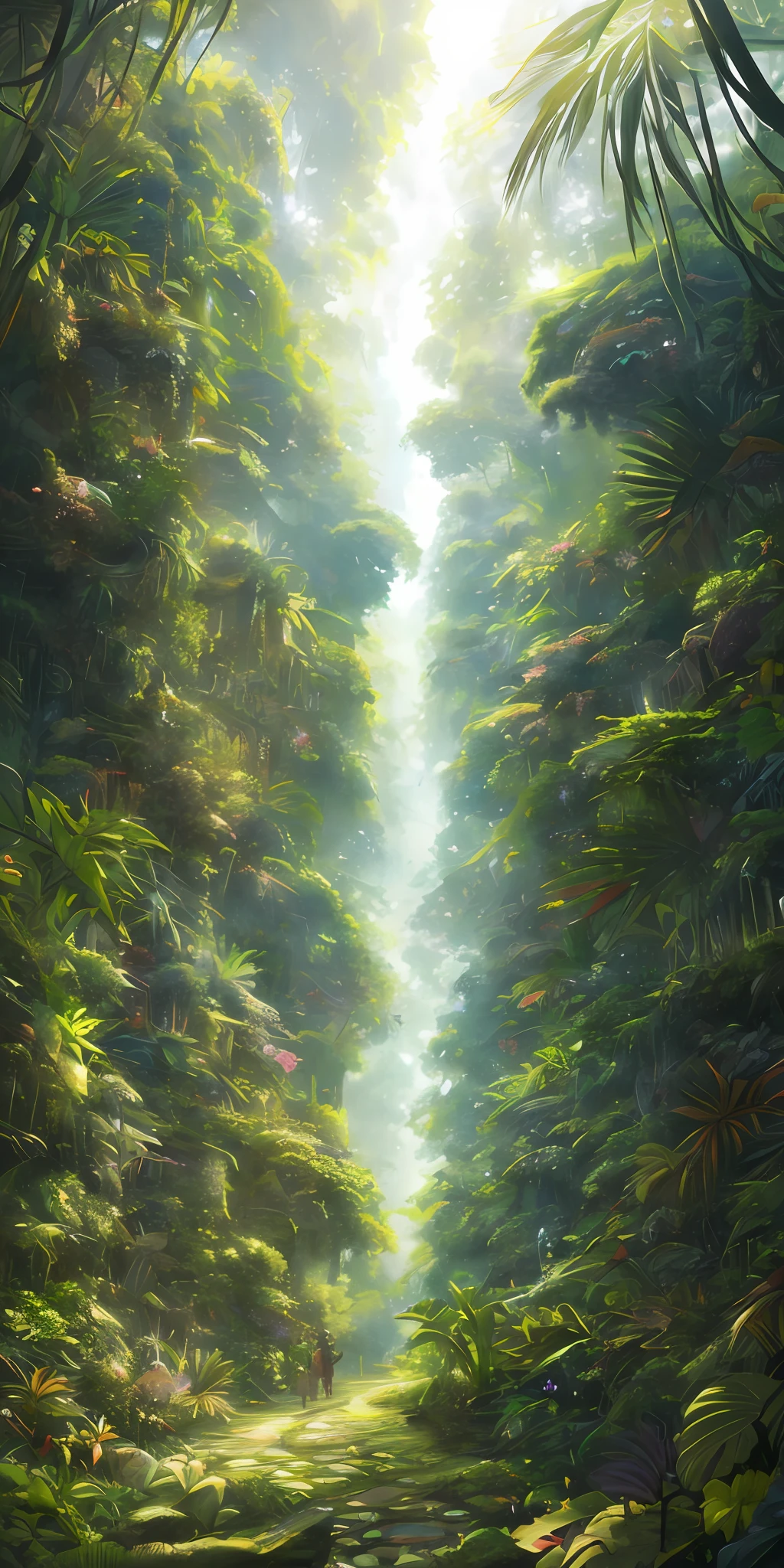 A detailed and intricate digital illustration of a dense jungle full of exotic flora and fauna, with sunlight filtering through the canopy creating a dappled effect. Yoshitaka Amano and Hayao Miyazaki&#39;s style, masterpieces, proportions, details, art station trends, beautiful lighting, realistic, intricate, award winning, 4k, highest quality award winning, 4K digital painting in the style of Yoshitaka Amano. A detailed and intricate depiction of the zombie apocalypse, masterfully capturing the chaos and drama of the scene. Beautiful lighting and cinematic composition make this piece a true masterpiece, trending on artstation