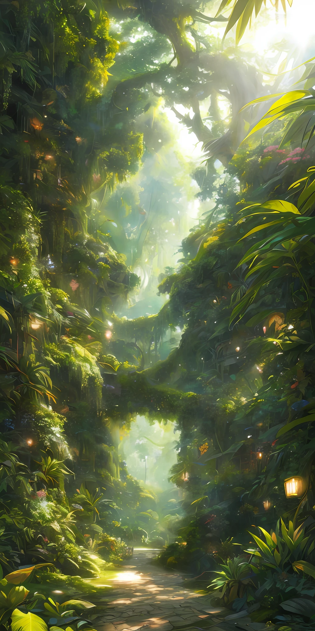 A detailed and intricate digital illustration of a dense jungle full of exotic flora and fauna, with sunlight filtering through the canopy creating a dappled effect. Yoshitaka Amano and Hayao Miyazaki&#39;s style, masterpieces, proportions, details, art station trends, beautiful lighting, realistic, intricate, award winning, 4k, highest quality award winning, 4K digital painting in the style of Yoshitaka Amano. A detailed and intricate depiction of the zombie apocalypse, masterfully capturing the chaos and drama of the scene. Beautiful lighting and cinematic composition make this piece a true masterpiece, trending on artstation