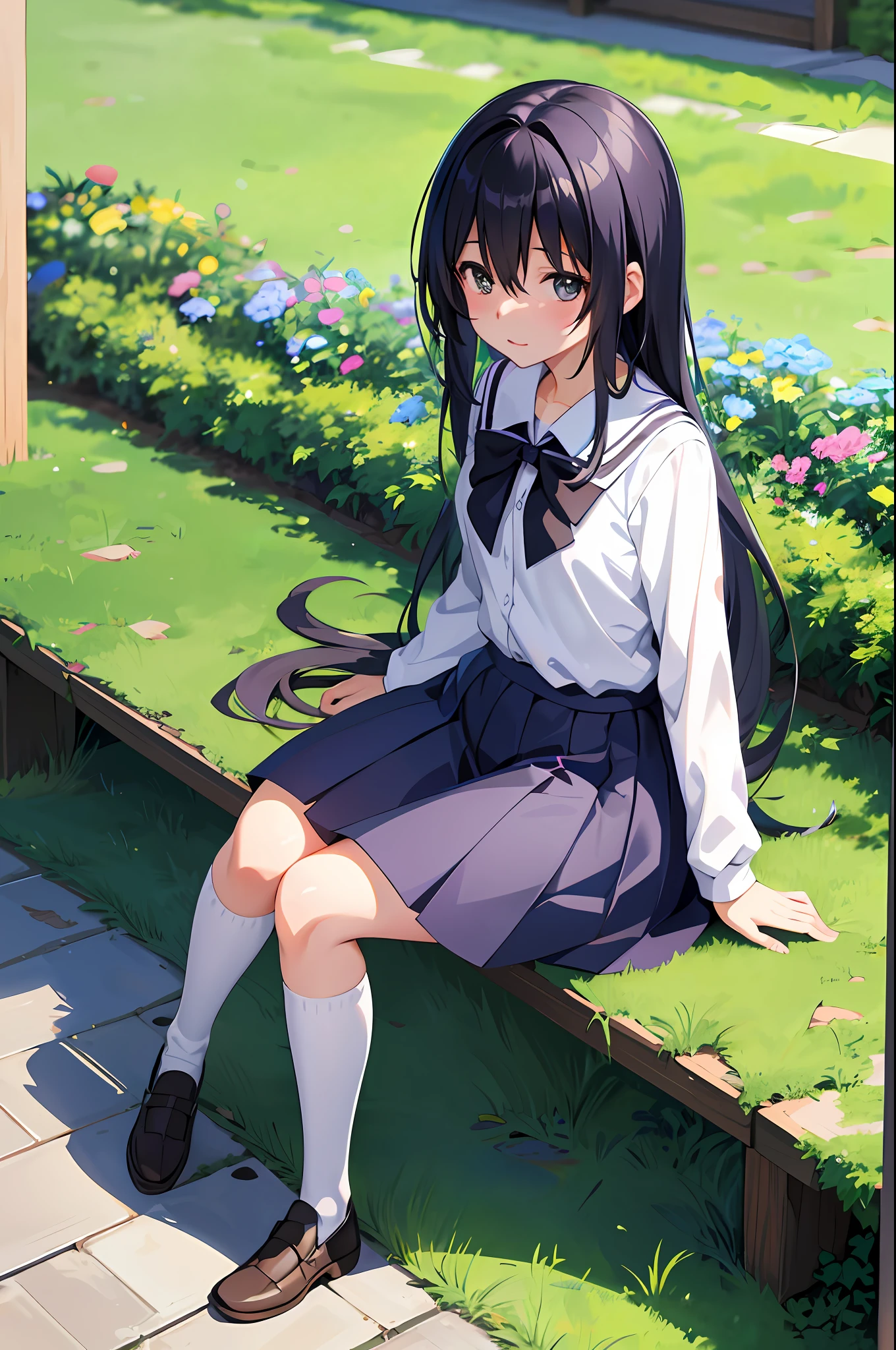 anime girl sitting on a bench in the grass with a starr sky in the background, an anime drawing by Jin Homura, pixiv, process art, anime visual of a cute girl, beautiful anime high school girl, anime moe artstyle, nagatoro, 4 k manga wallpaper, anime best girl, smooth anime cg art, anime style 4 k