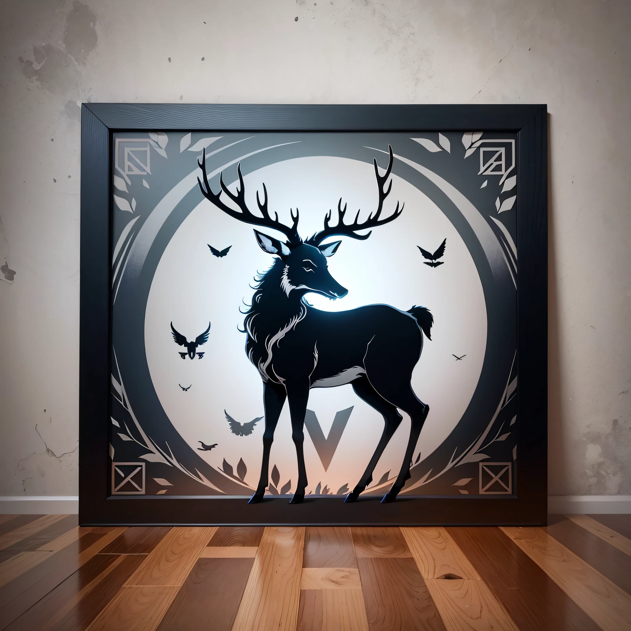 negative space symbols logo logo vector poster with many silhouettes of negative space minimalist geometric animal logo logo style international style elk deer deer. --auto --s2