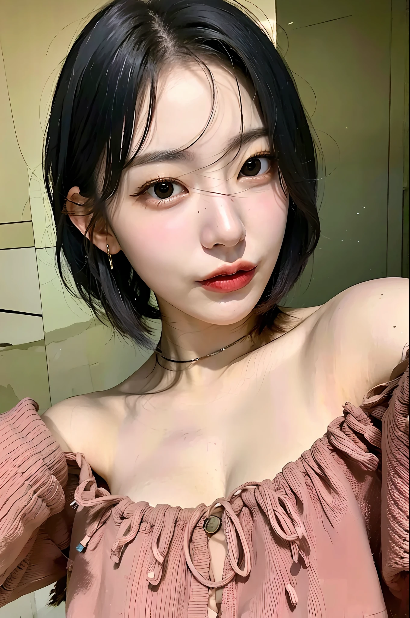 photorealistic,
a selfie of a woman, A-line haircut
ugly