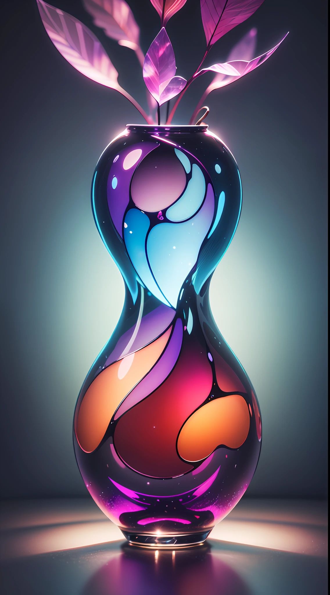 Still life photography photo, glass sculpture of a girl with plump breasts, a cylindrical cavity in the middle, transparent stained glass, colorful light transmission refraction, ray tracing, 3D effects, realistic, HD videography, minimalist background, professional studio lighting, secondary exposure