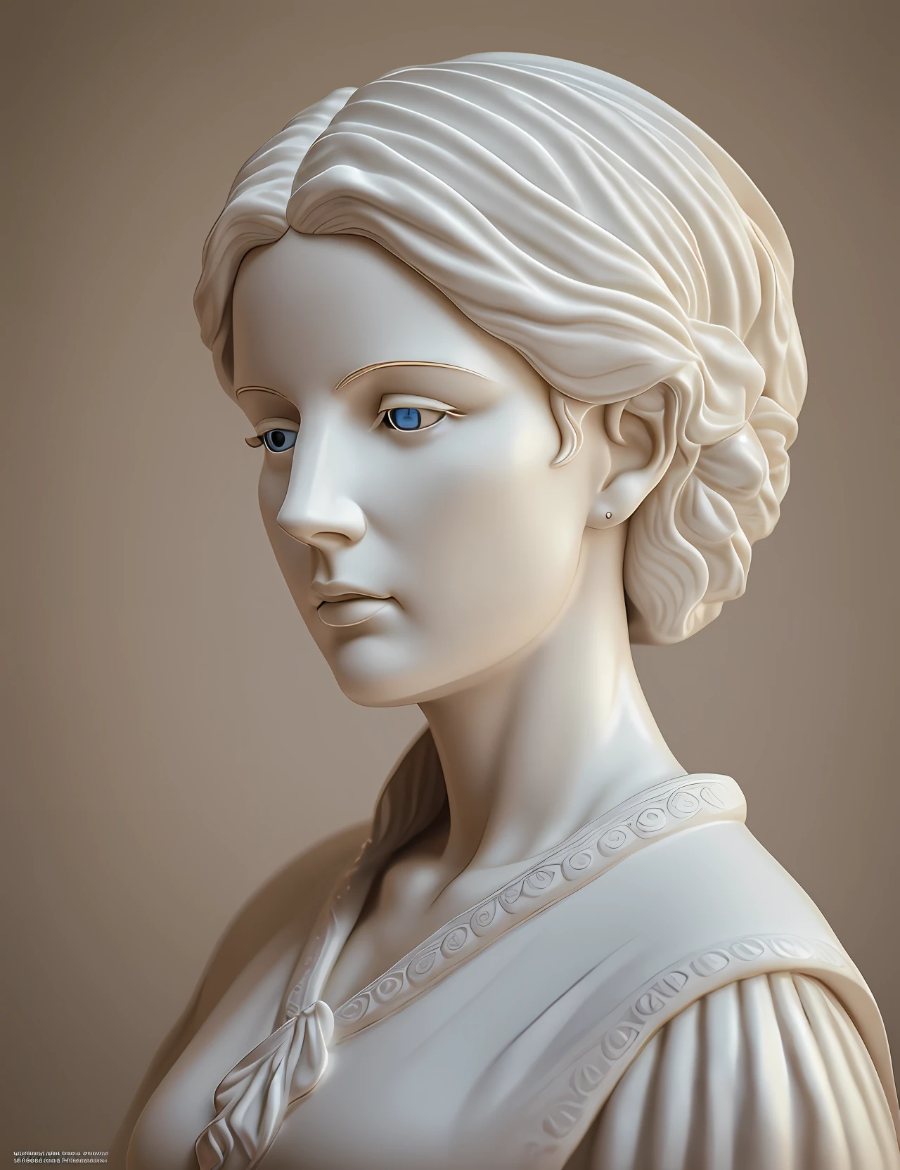 Woman medium age statue porcelain white,4k, photorealist  - --auto --s2