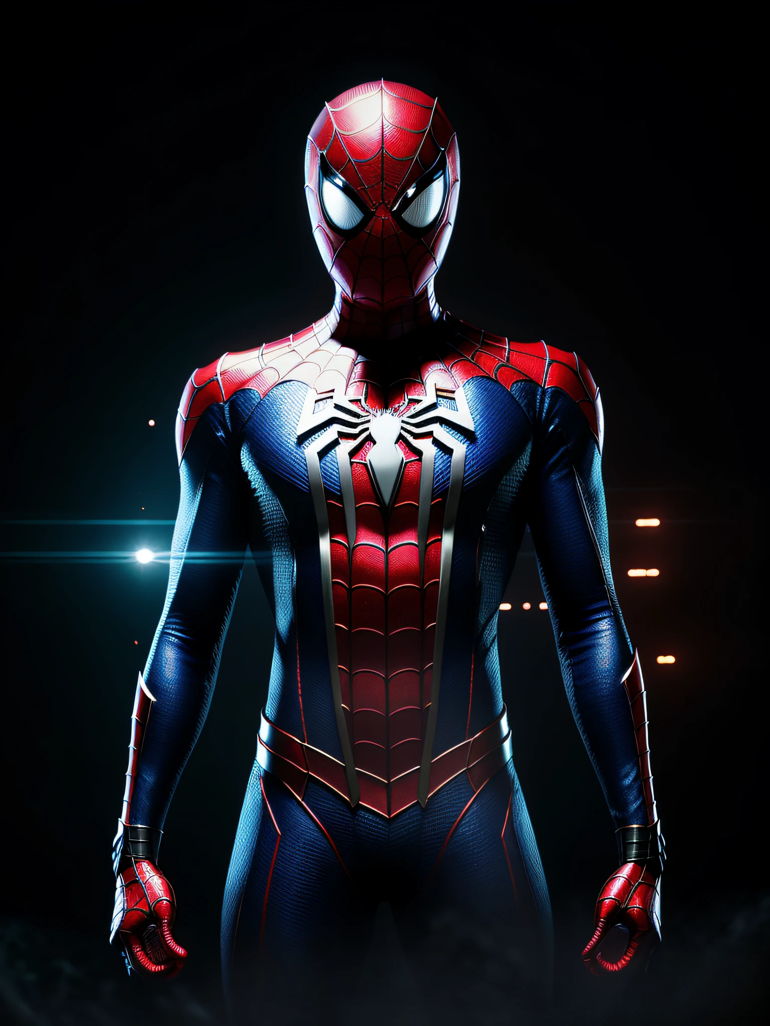 midjourny-v4 style, Professional Photoshot medium a spiderman perfectly played by gwen Stacy with highly detailed intricate cybernetics outfit, highly detailed beautiful face, standing in darkness with black particles surrounded the body, proportional body shape + perfect ???????, symetrical dynamic pose, volumetric shadow, neon glowing dust particles effect + detailed particles, full hd render + 3d octane render + unreal engine 5 graphic 4k UHD + immense detail + dramatic lighting + well lit + intricate + fine details + octane render + Ray tracing + 8k + sharp focus + high vibran contrast, in the style Marvel style, trending on ArtStation