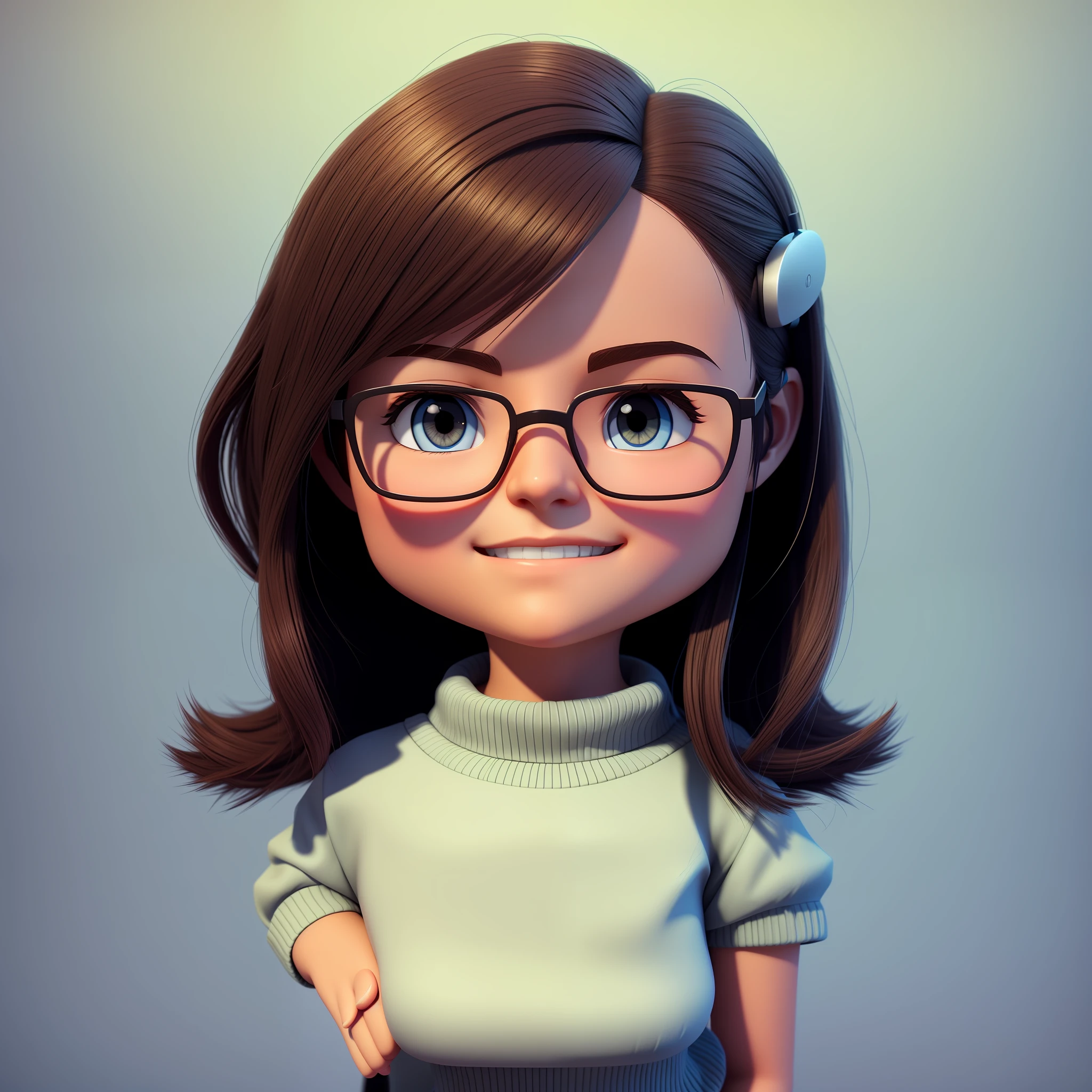 Crying sad look, hands rubbing eyes, closeup of a cartoon girl with glasses and sweater, cute 3d rendering, cute cartoon character, rendering of a cute 3d anime girl, mouthy look :: octane rendering, highly detailed characters, 3d rendering stylization, animated characters, 3d character realism, 3d cartoon, cute digital painting, 3d character, 3d character