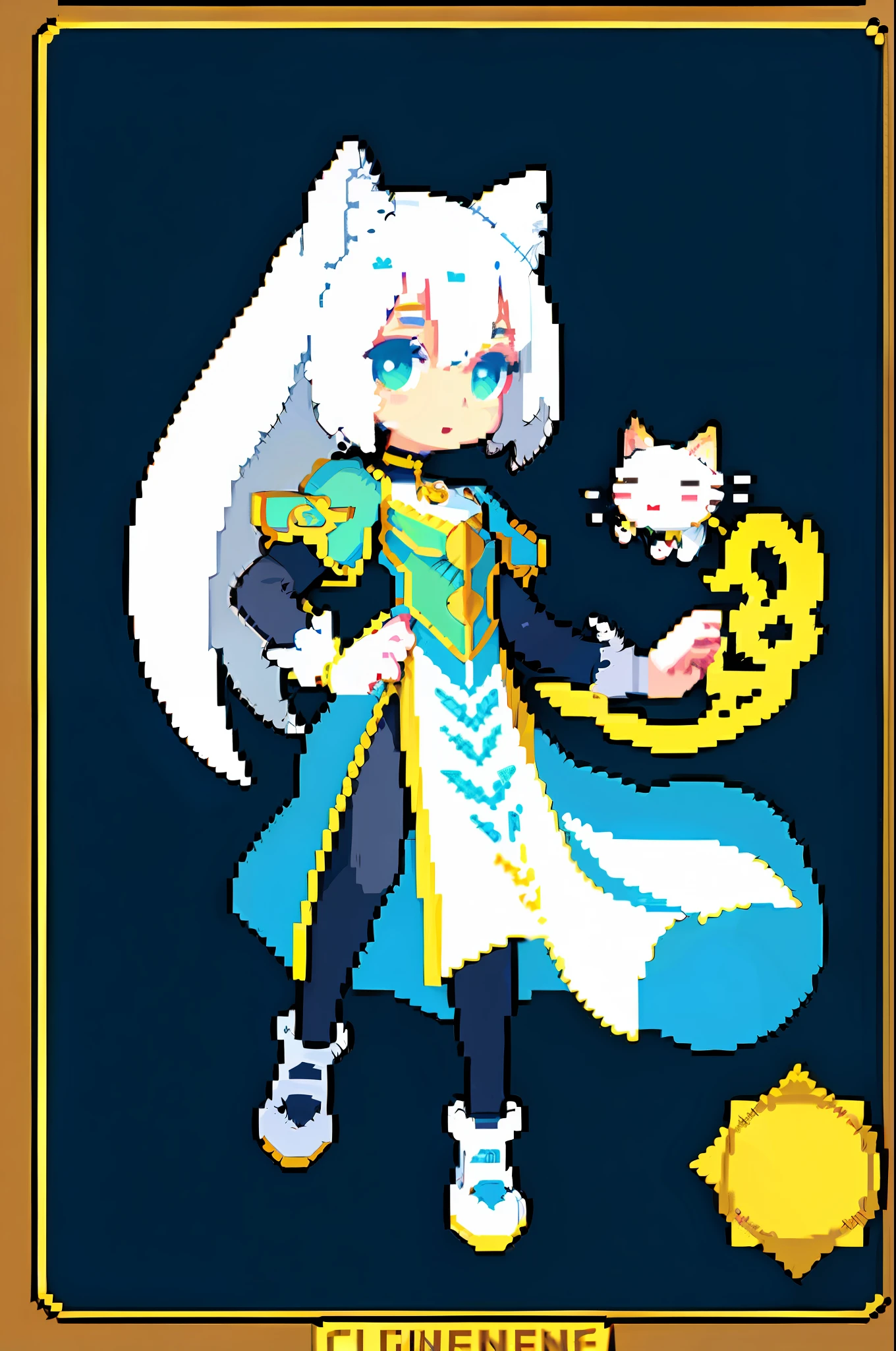 (masterpiece, top quality, best quality), pixel, pixel art, cute cat, white cat, femboy, cat boy, white furred cat boy, white hair