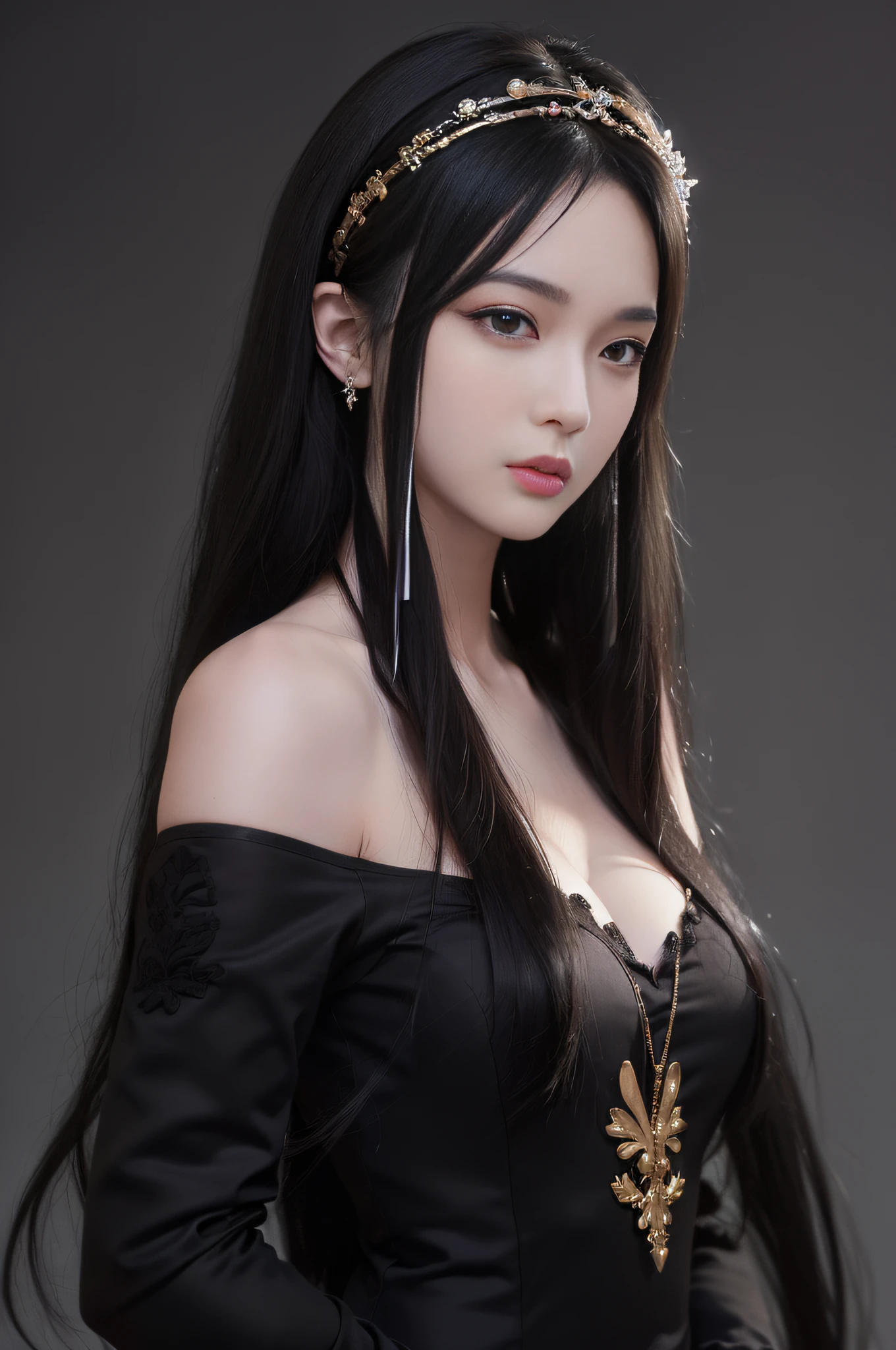(((masterpiece+best quality+high resolution+ultra-detailed))), boa hancock, long silky black hair, high nose, sharp eyes, noble and inviolable temperament, (([female]: 1.2 + [beauty]: 1.2 + black long hair: 1.2)), dark and deep background, bright eyes, dynamic angle and posture.