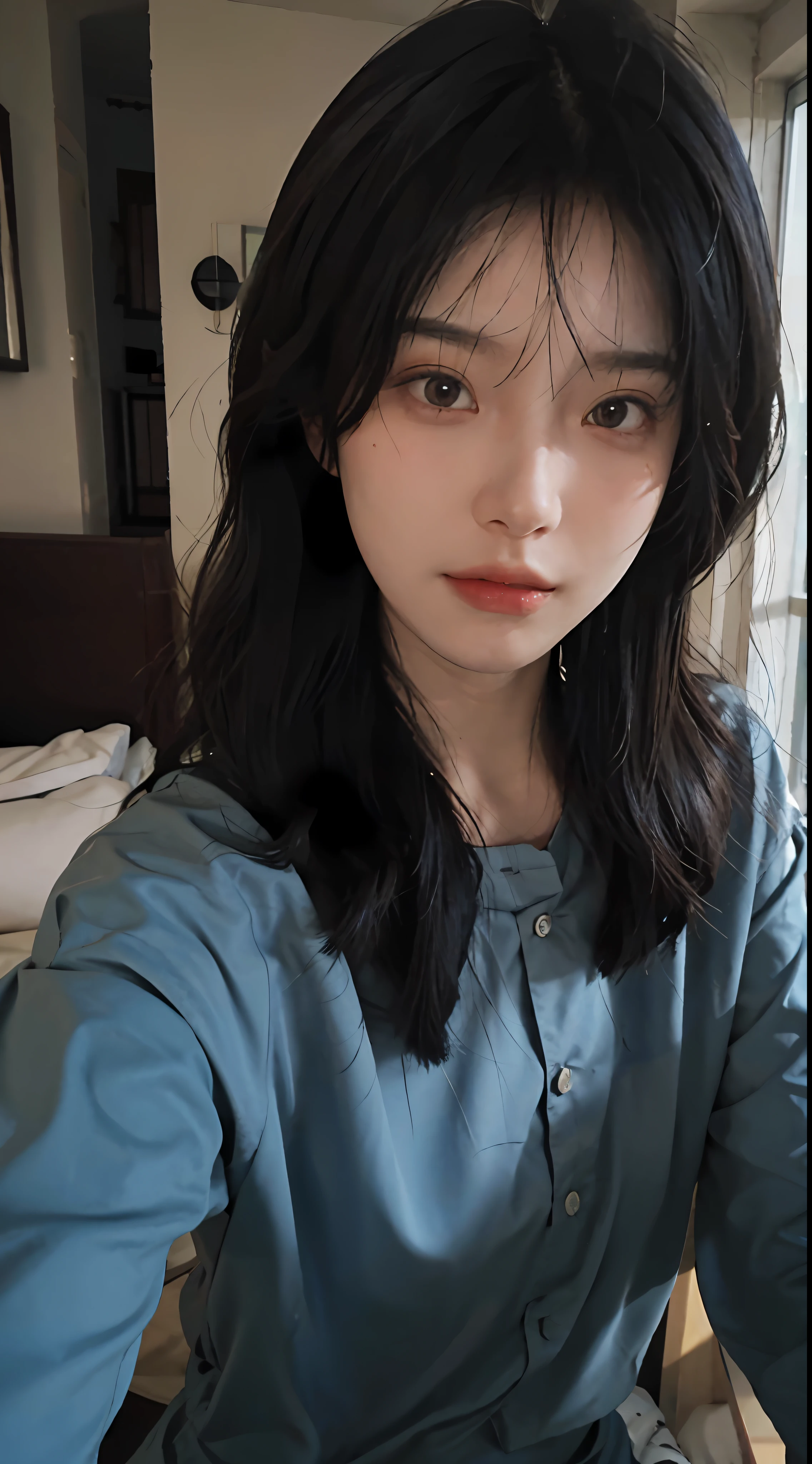 Tips: 8K, Best Quality, Masterpiece, Ultra High Resolution, (Realistic: 1.4), Original Photo, (Realistic Skin Texture: 1.3), (Film Grain: 1.3), (Selfie Angle), 1 Girl, (Beautiful Detailed Eyes and Face 1.3), Masterpiece, Best Quality, Close-up, Upper Body, (Black: 1.5), Dress, Beach, Splash,.