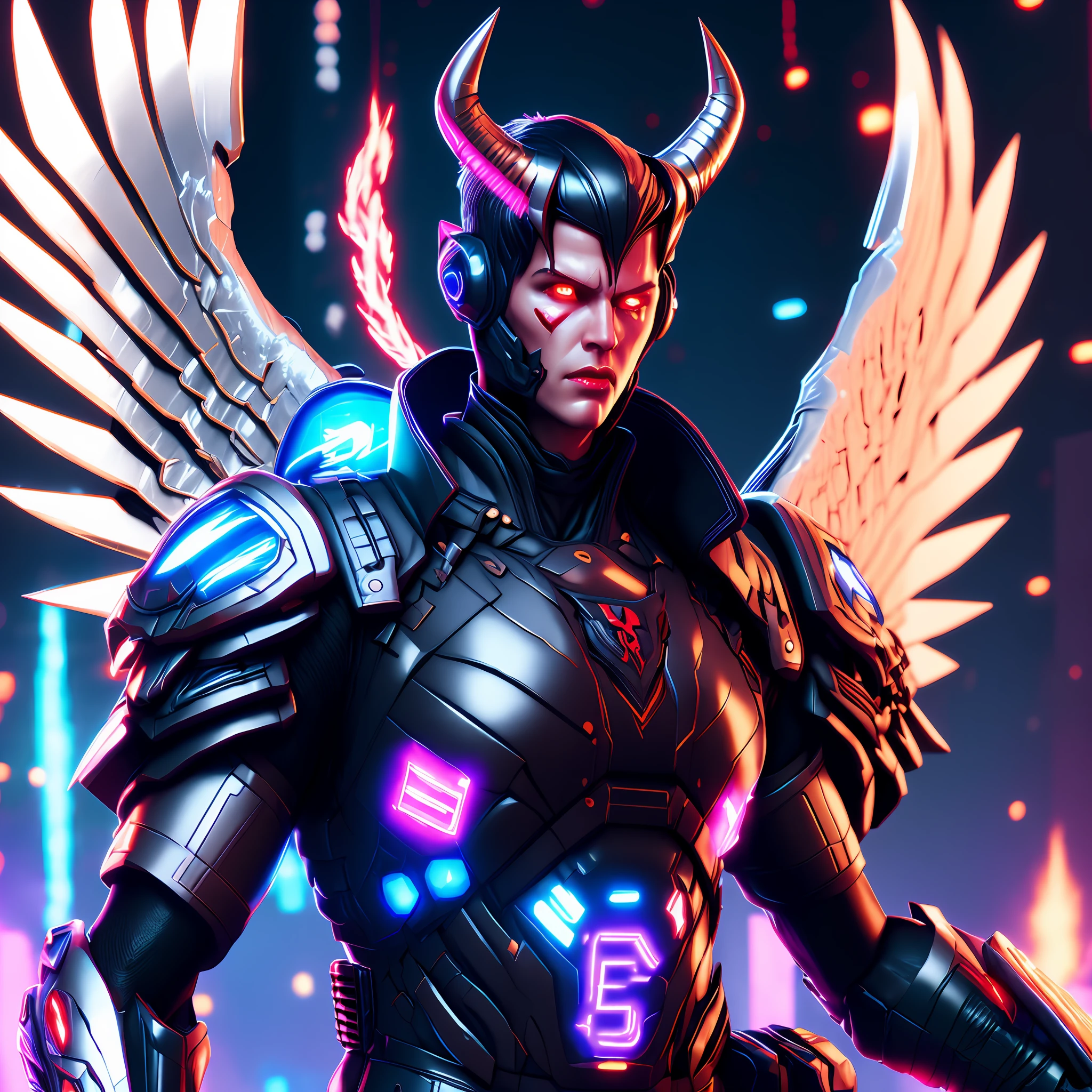 (CyberAngelSoldier style:1), devil horns, 8k