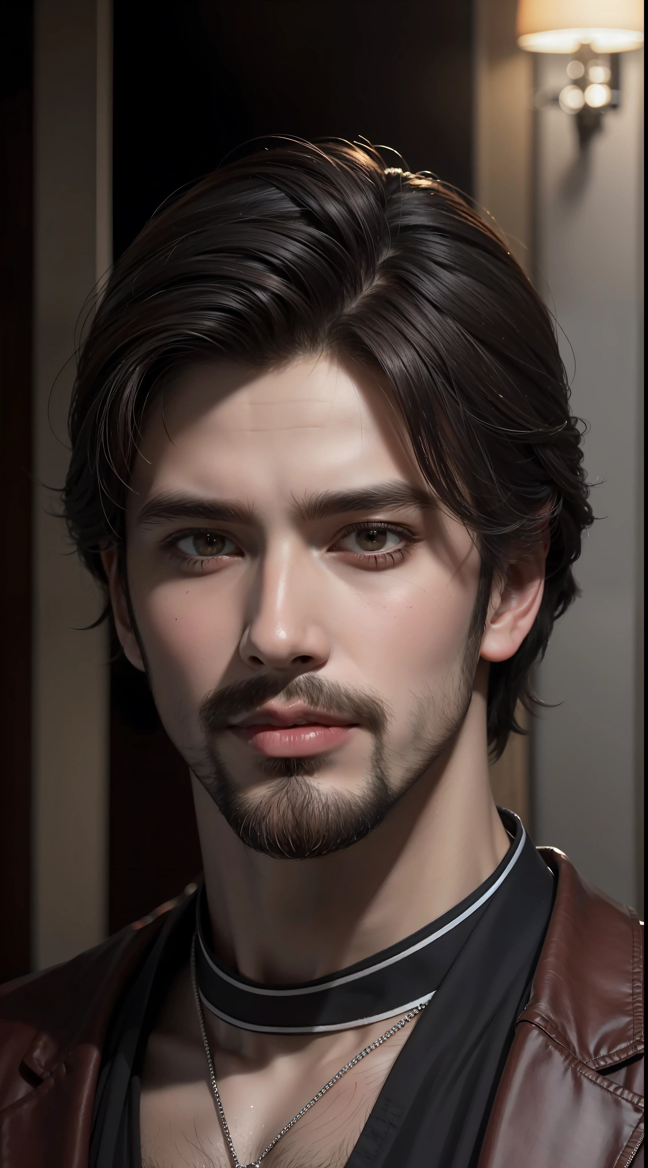 Best quality, masterpiece, ultra high res, (photorealistic:1.4), raw photo, handsome male, facial hair