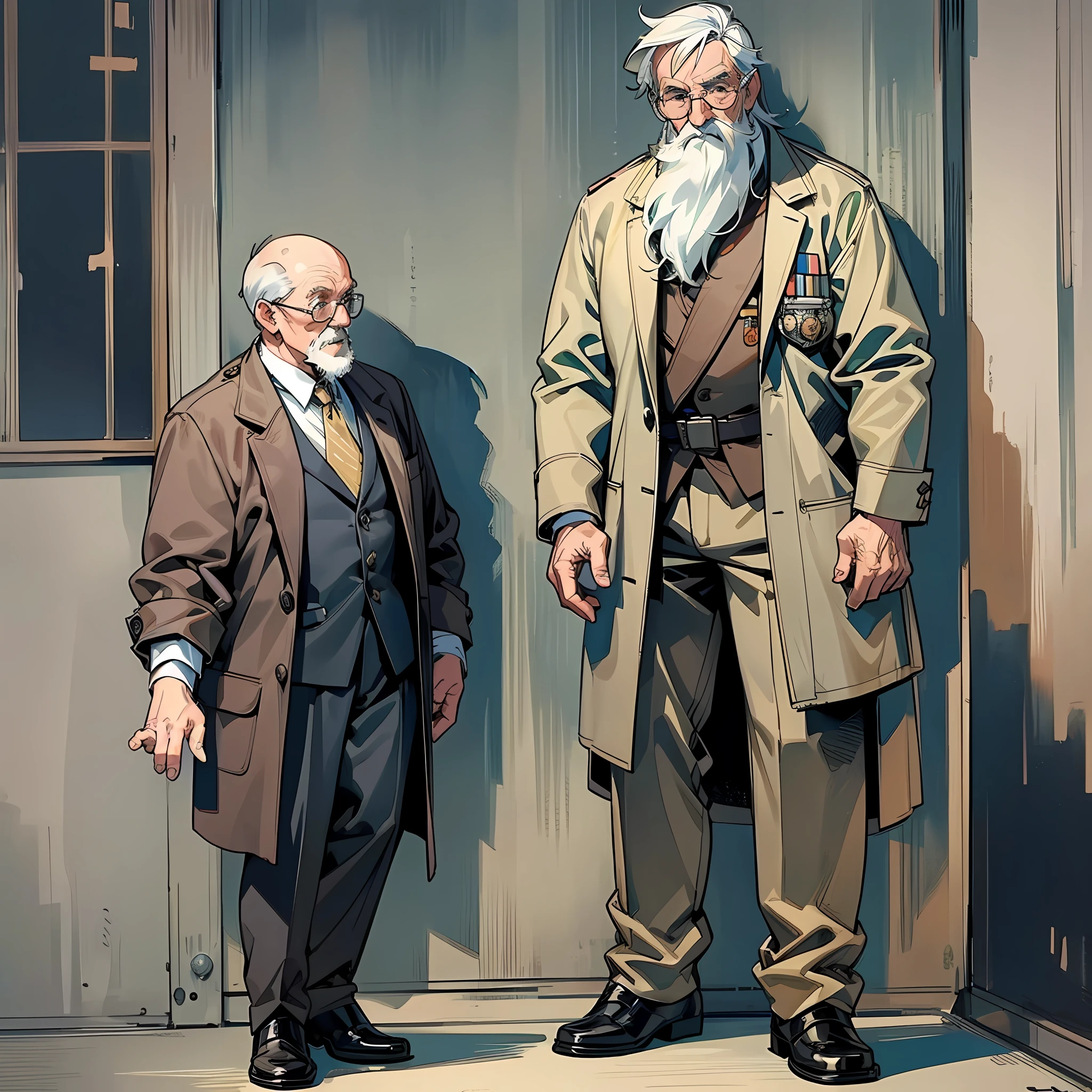 1boy, ((an old retired military doctor)), full body pose, high quality, best quality