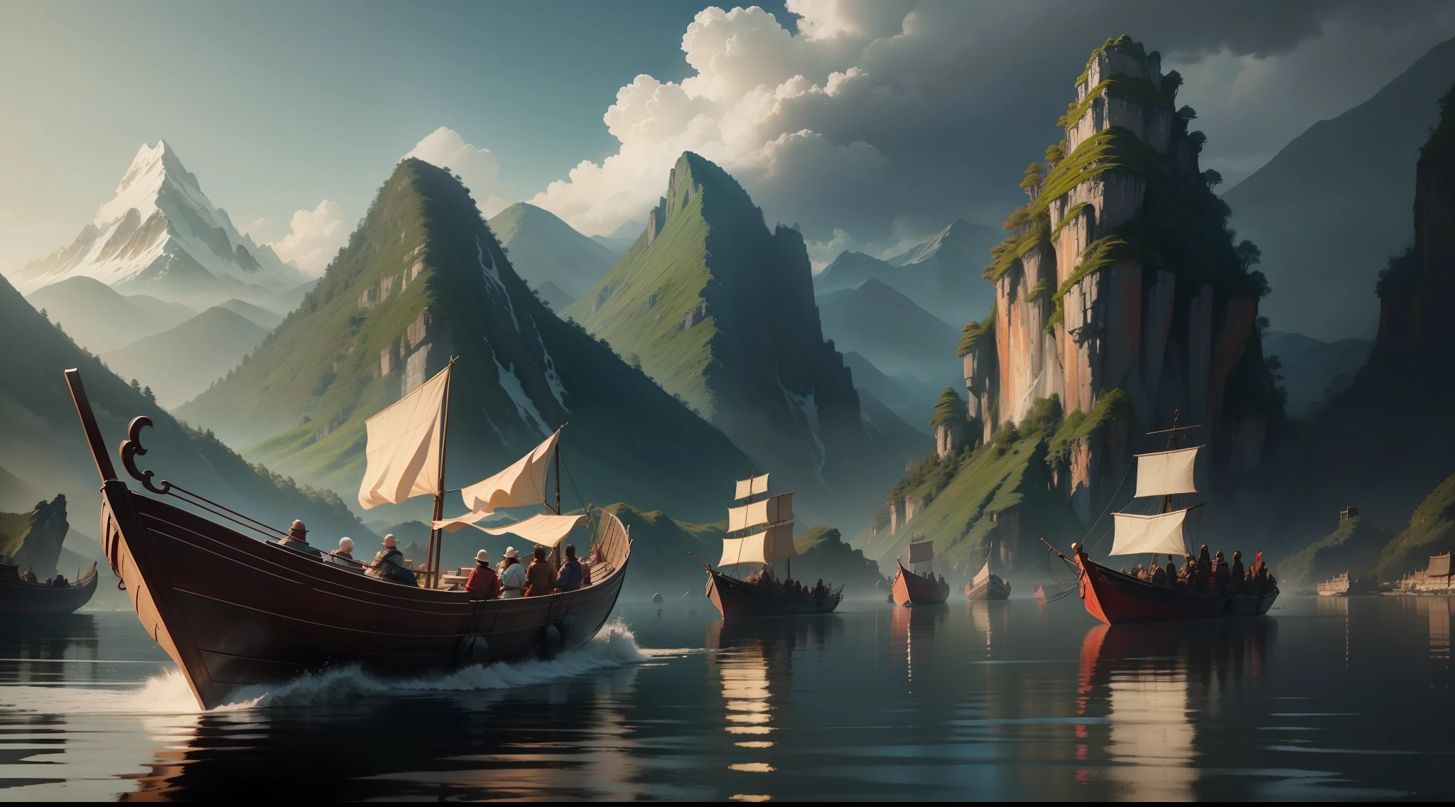 Light boats have crossed ten thousand heavy mountains, ancient China