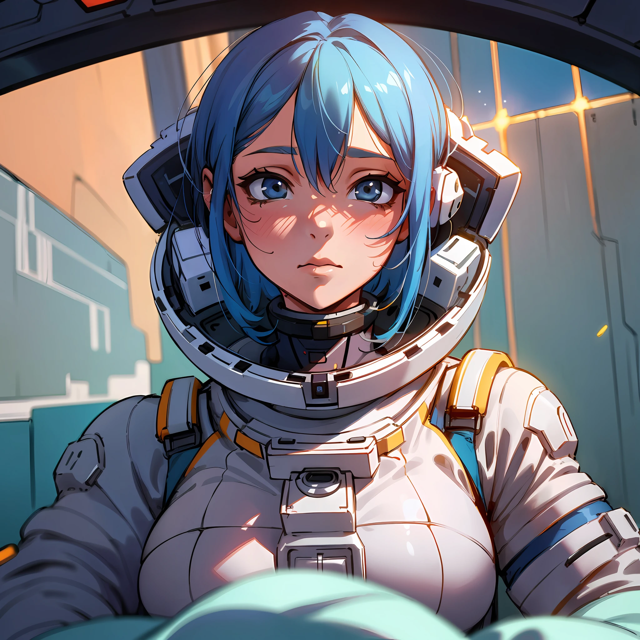 girl in astronaut suit on moon, (An extremely delicate and beautiful work), beautiful face, waist leaking, full body, Random posture, big breasts, delicate figure, realistic photo, (portrait), [smoke], [haze], natural lighting, shallow depth of field, photographed on a Canon EOS-1D X Mark III, 50mm lens, F/2.8, (intricately detailed, hyperdetailed), ((RAW color)), sharp focus, HDR, 4k resolution, Cinematic film