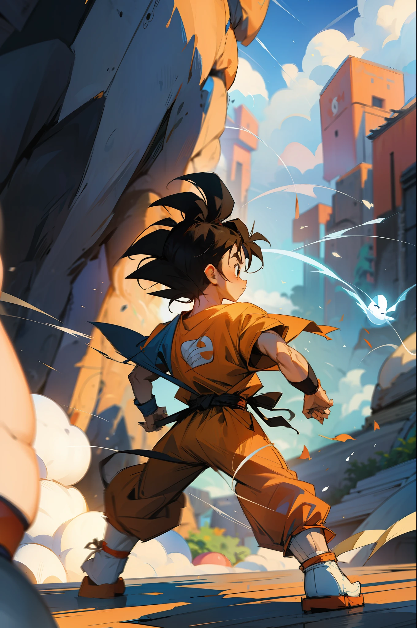 cool perfect graphics masterpiece, goku kid playn with majim boo --auto --s2