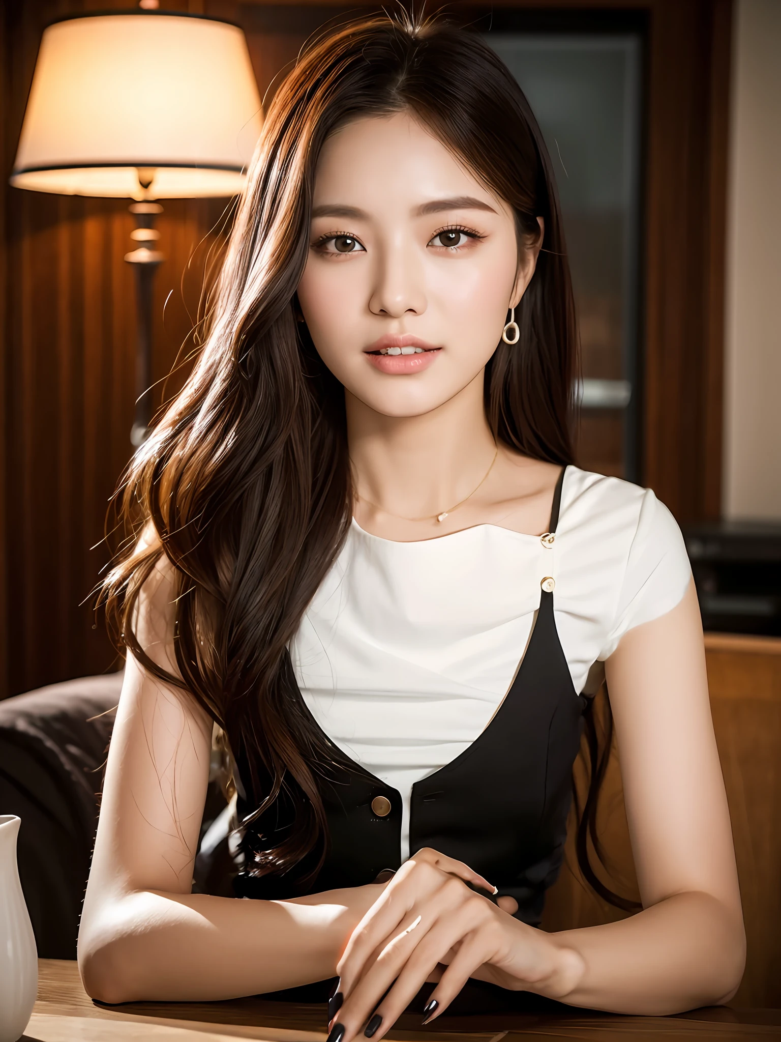 White blouse with white crewneck,