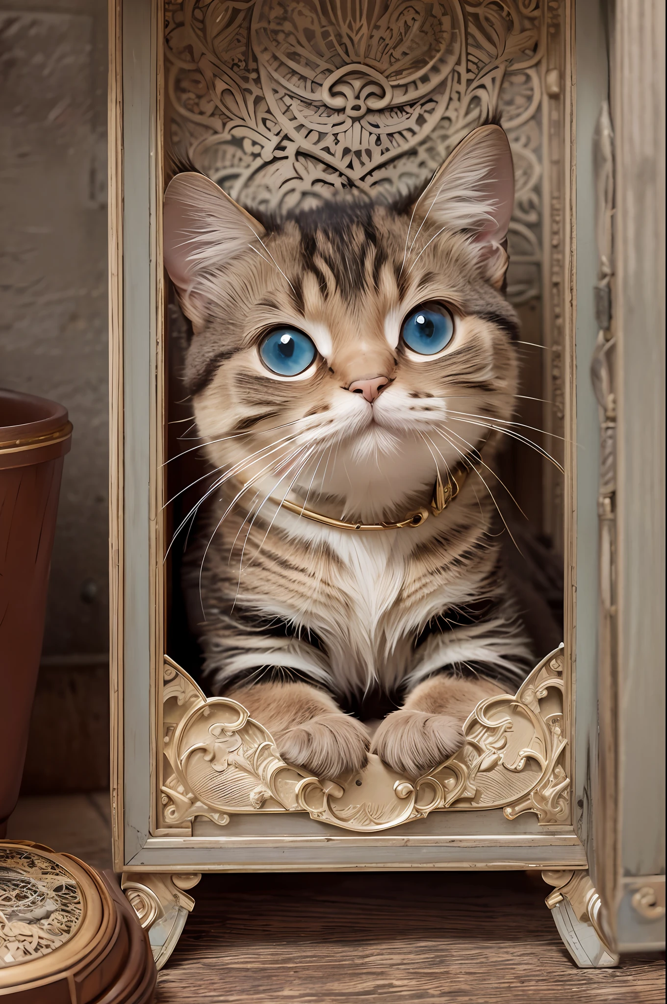 High definition picture quality, 8k photo, intricate details: 1.2, cinematic lighting, cartoon puss in boots 1960, Disney, steampunk, , , , , , --q 1, DSLR --v 6 --s2