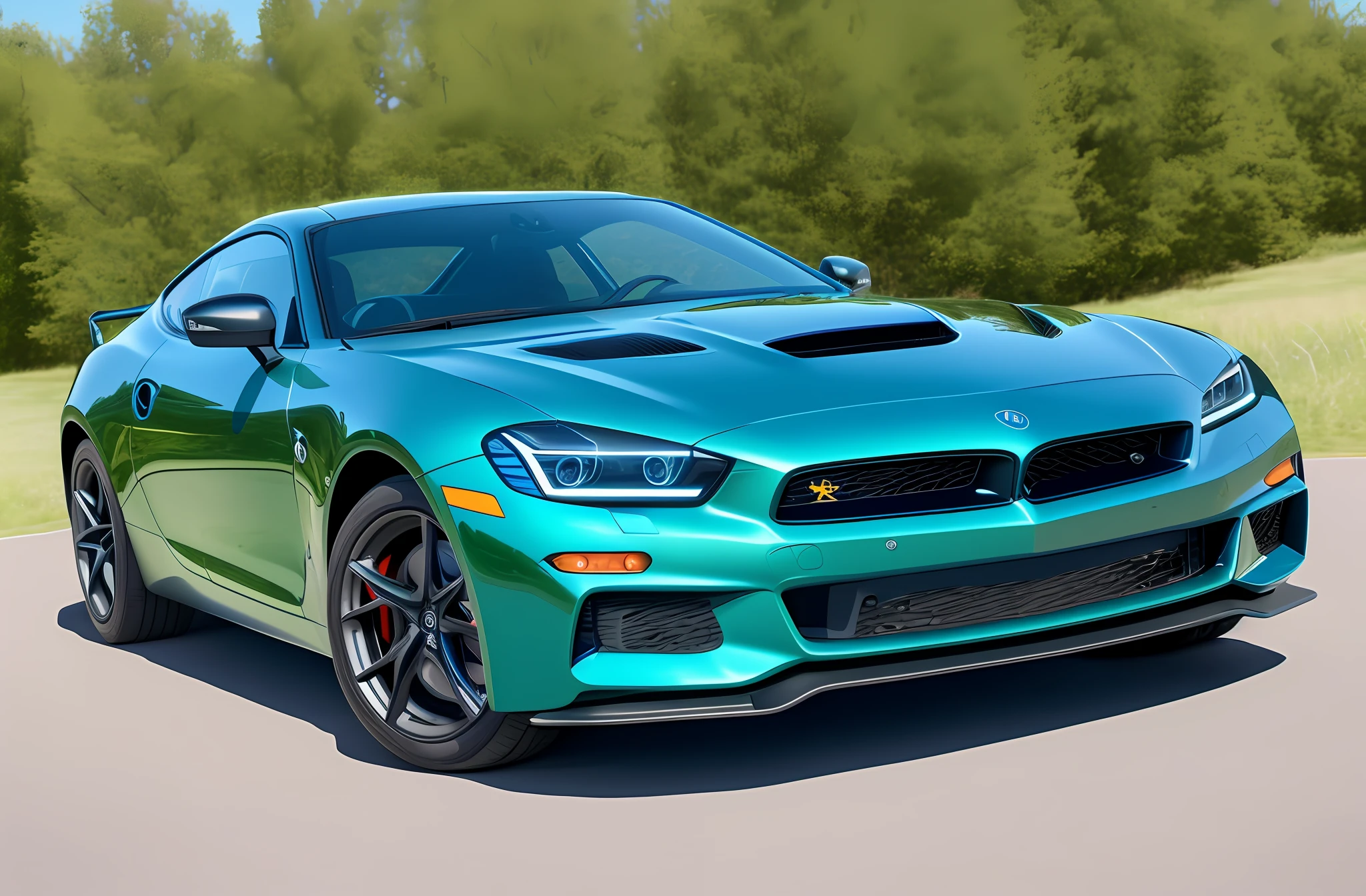 A closeup of a blue sports car driving on a road, 8K Octane 3D rendering, 8K Octana detailed rendering, 8K octane rendering, hyperrealistic X image, 8K octane, 8K octane, 3840x2160, 3840 x 2160, 8K rendering", Jade blue, no watermarks