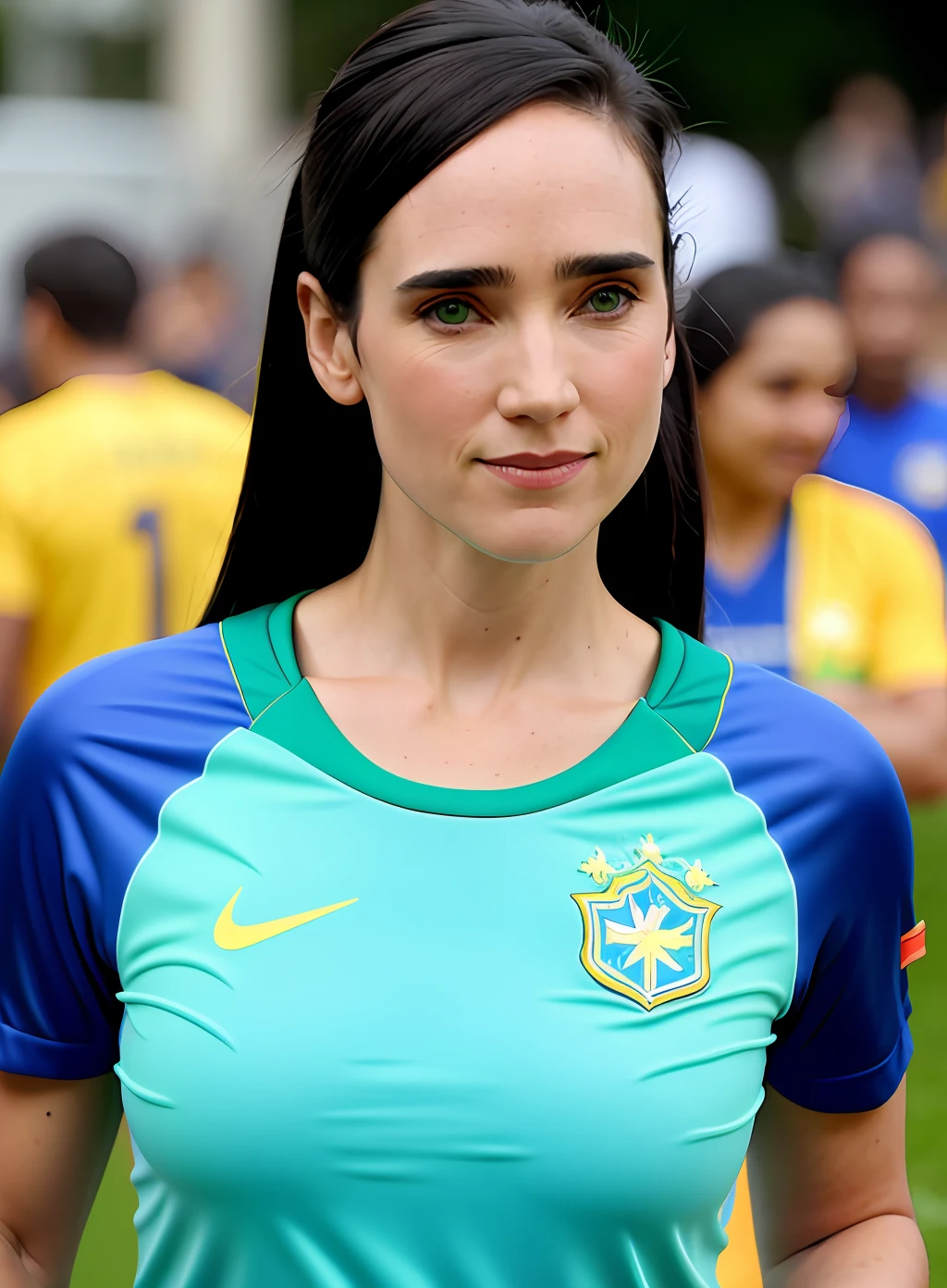 Jennifer Connelly with Brazil shirt