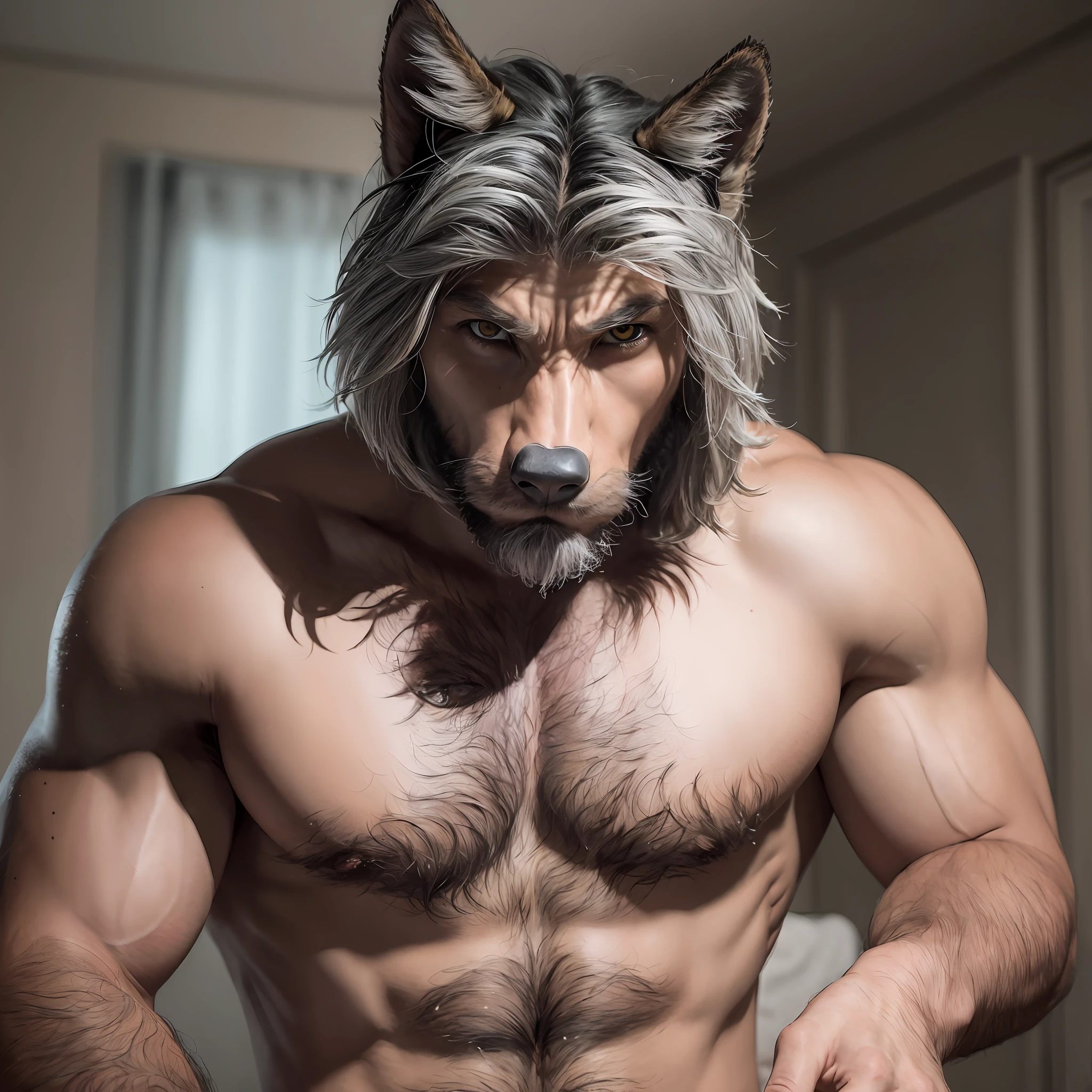 (best quality, masterpiece), man turning into a werewolf. --auto --s2