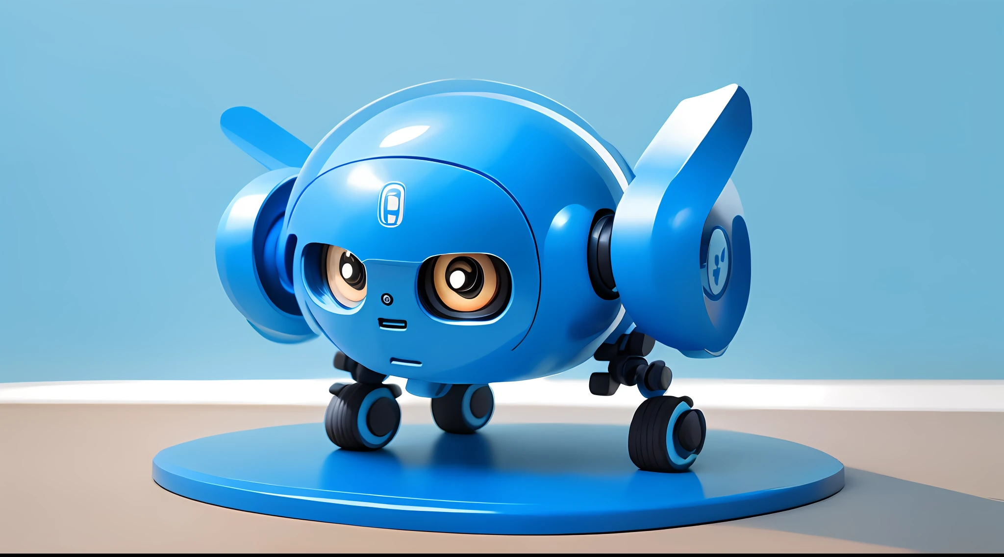Children's blue robot in round shape