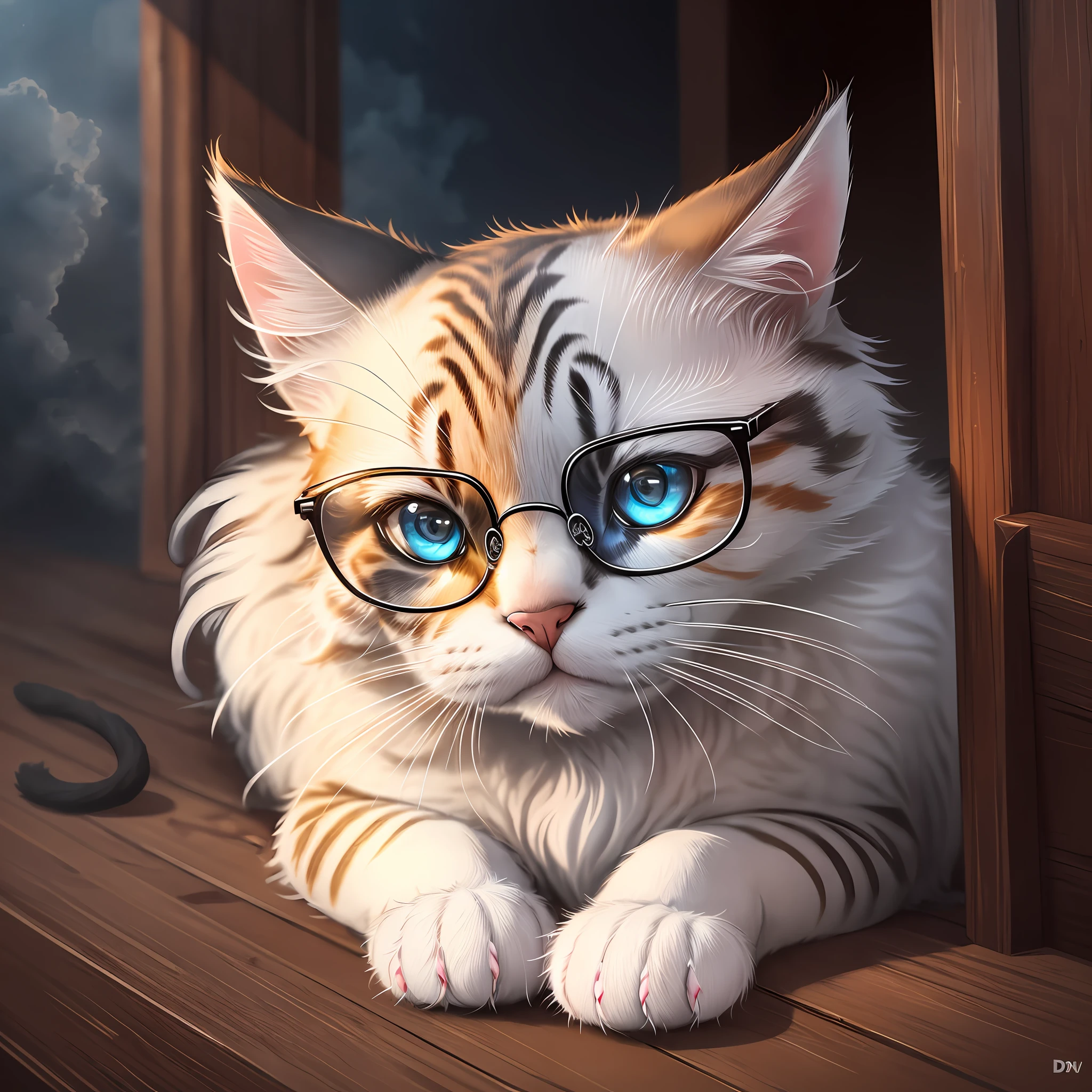 Hd , raw, dark, hot, bold, dasing, indian, cat character, white and sky colour, cute, wearing glasses, cool --auto --s2