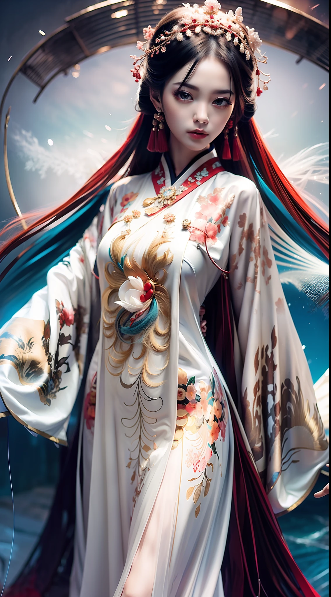 Ruan Xian is a woman with water spirit spirits, with half-rolled bangs slightly raised, revealing a tall hair. Her eyebrows are picturesque, curved, her eyes are large and bright, and her long eyelashes gently flutter in the breeze. The bridge of her nose is high and her lips are rosy, as if she is smiling at any moment. Her figure is slender, her skin is fair, and she wears simple white clothes, ancient style, and Hanfu, which is even more beautiful. On her body, there is both a talented light and a mesmerizing beauty, which makes people involuntarily fall for it,