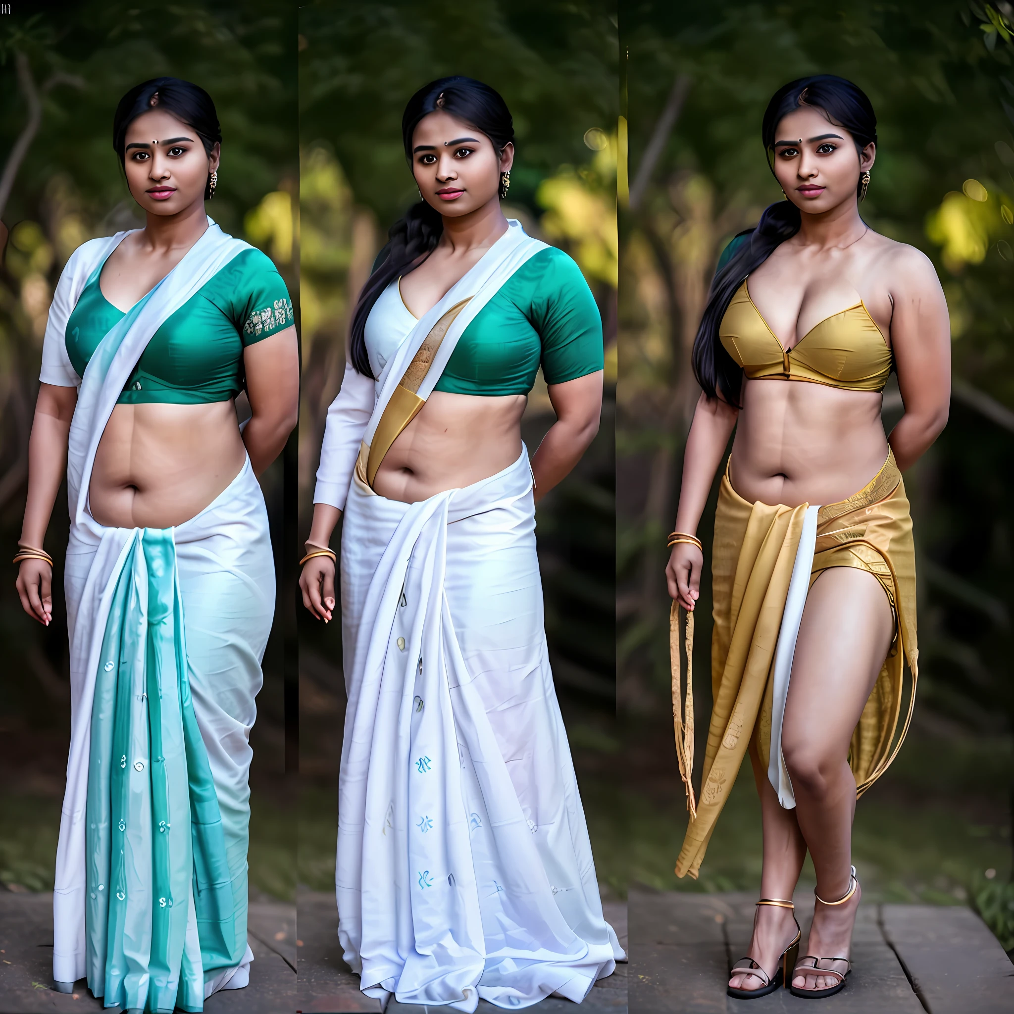 indian Tamil woman wearing saree, ((no )), 8k uhd, digital SLR camera, soft light, high quality, film grain,high detail,UHD, masterpiece, accurate, anatomically correct, super detail, high quality, 16k, highres, award winning, ((full body shot)),soft light rays, realistic skin texture, extreme skin details, insane details, intricate details, amazing fine detail, photorealistic, photograph, realistic, realism, photorealism, film grains, lifelike texture, dynamic composition, contrast lighting, sharp focus, raw photo, photon metering, analog photo style, photography with Hasselblad camera, f5.6 lens 500mm, Kodak Portra 400 4x 5, anatomically correct, visible navel