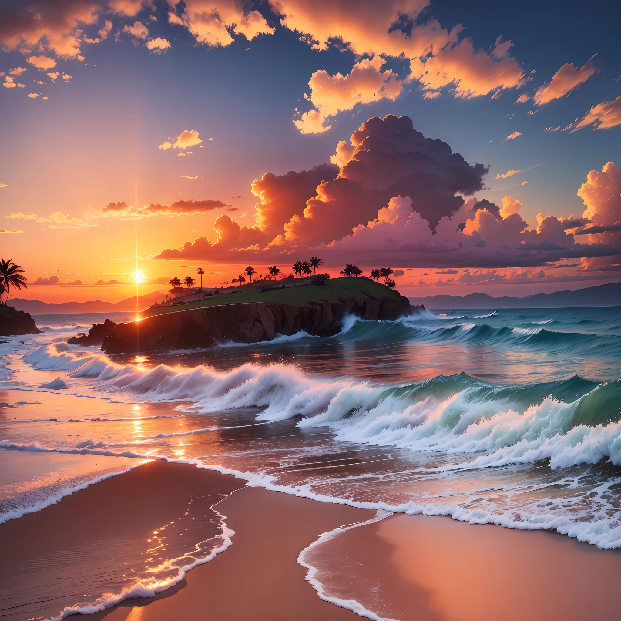 Create 24 beautiful sunset images --auto --s2