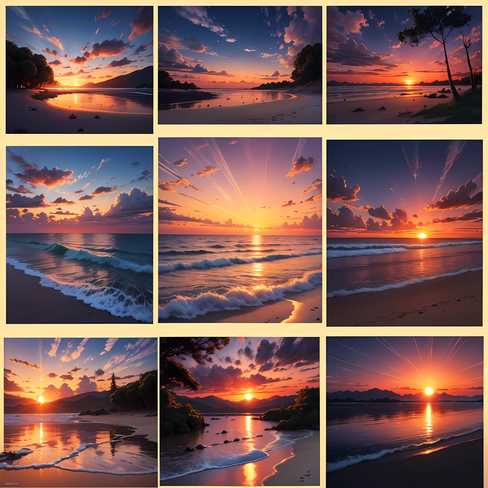 Create 24 beautiful sunset images --auto --s2